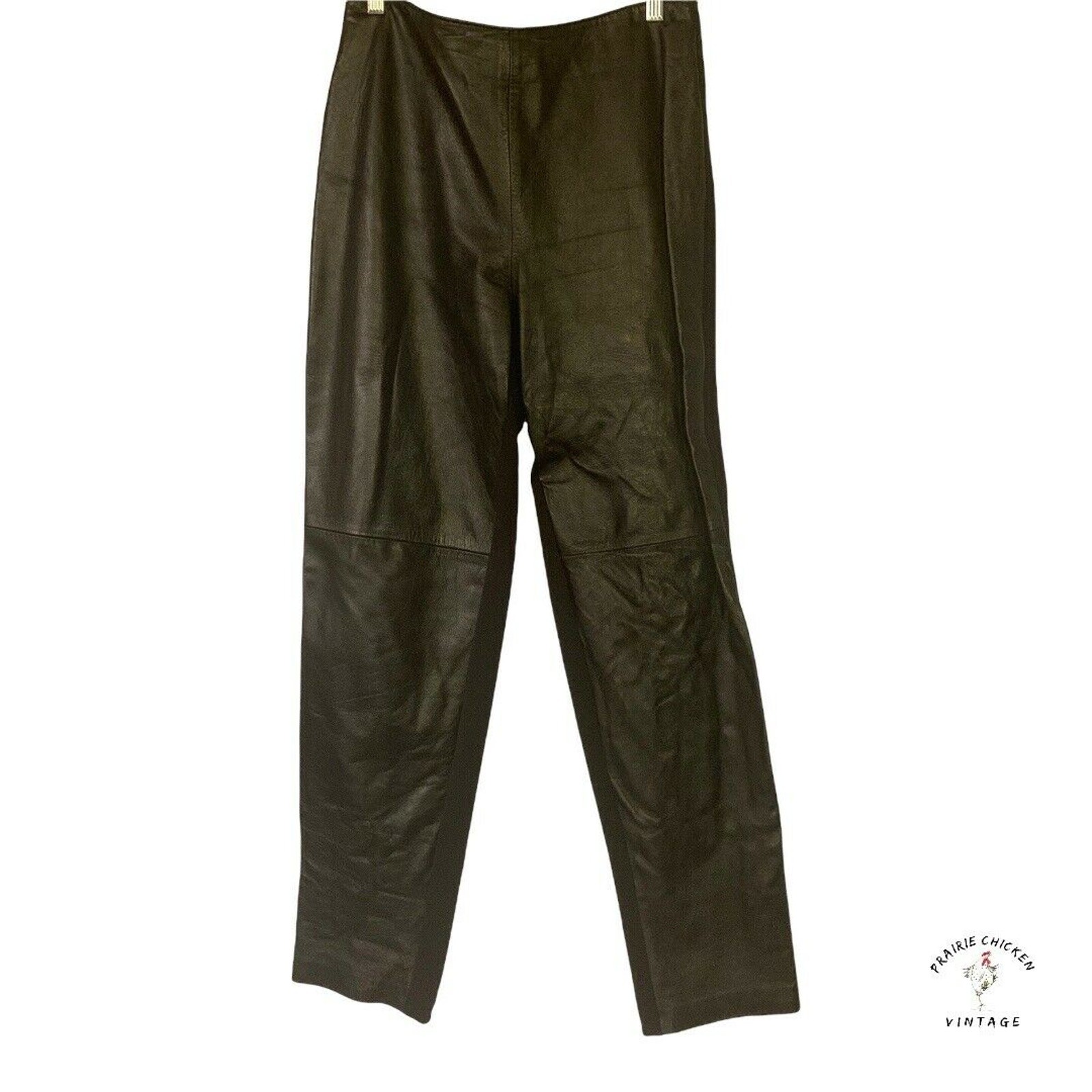 vintage Leather & Ribbed Stretch Pants 12 Retro Biker Punk Motorcycle Baddie 90s