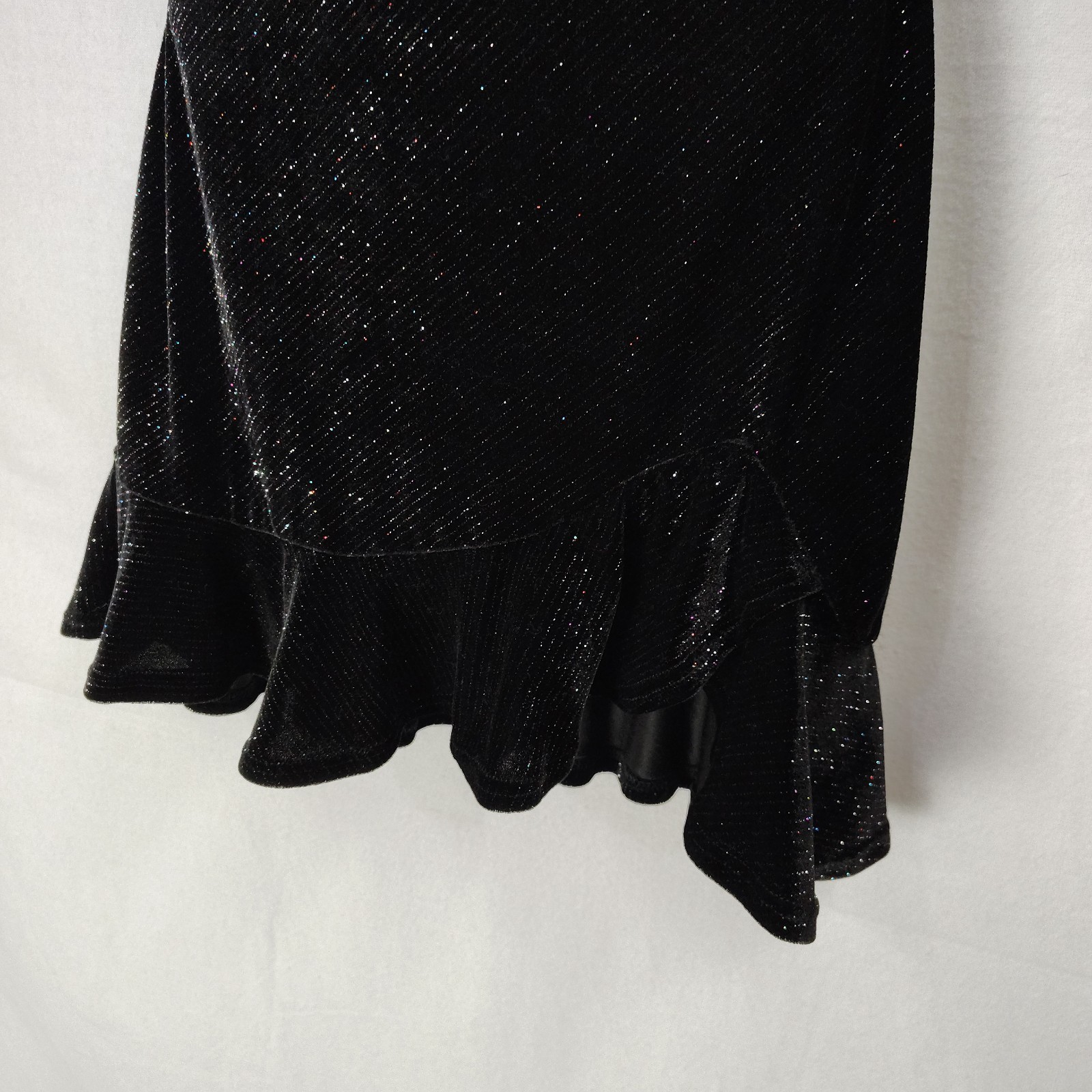 Vintage 90s Dress 3/4 Asymmetric Y2K Black Glitter Velvet Grunge Whimsigoth Mini