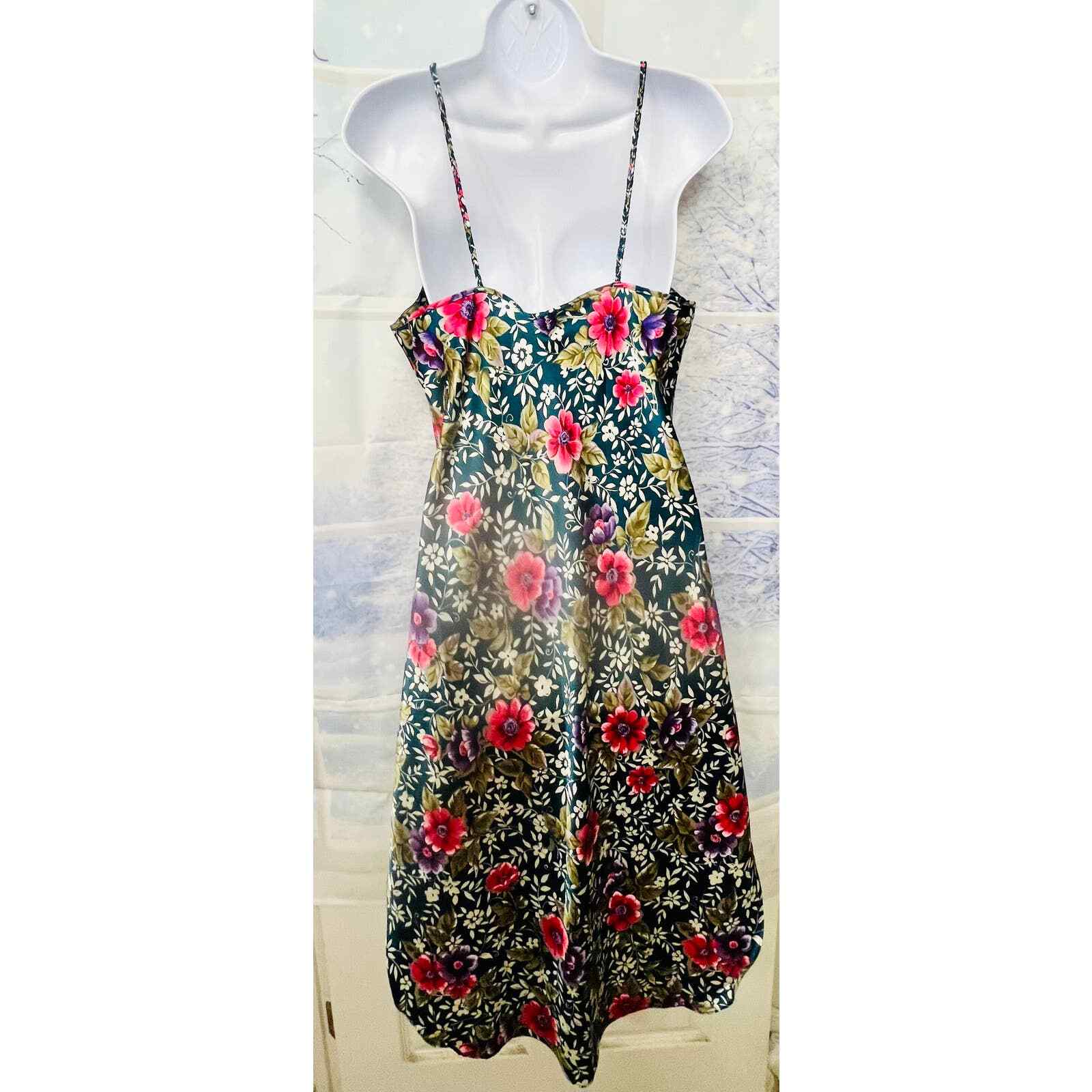 Dentelle Floral Midi Nightgown Vintage Satin Chemise Lingerie