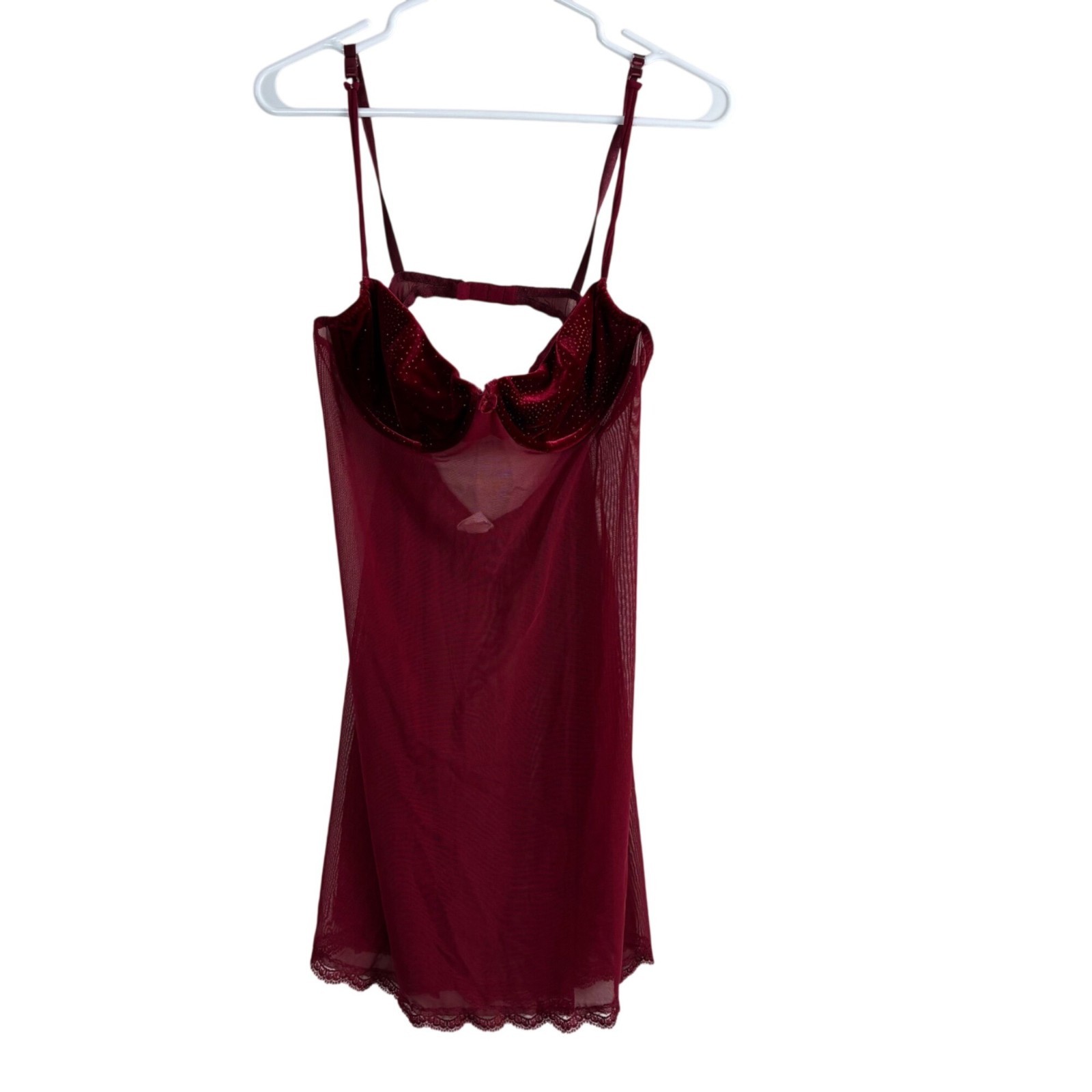VTG 80’s Gilligan & O’Malley Red Velvet Mesh Babydoll Lingerie Slip Dress Sz 1X
