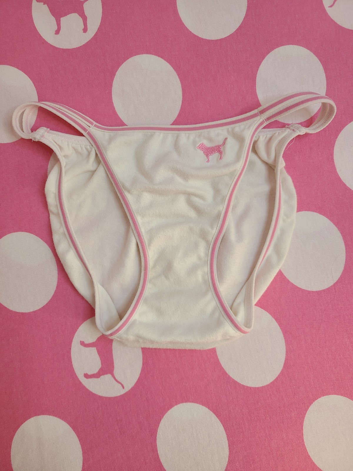 Rare VTG VS PINK Low Rise Cotton Double String Bikini Panty Size Sm