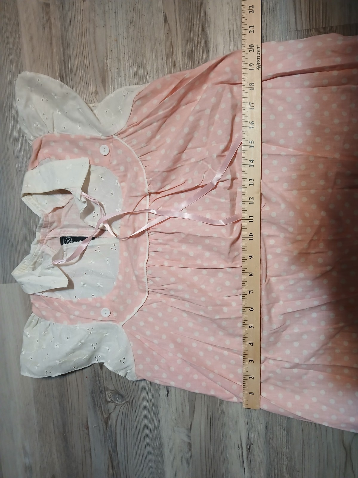 60’s? Babydoll Pink Polkadot Lace Short Sundress Cottage Housewife California