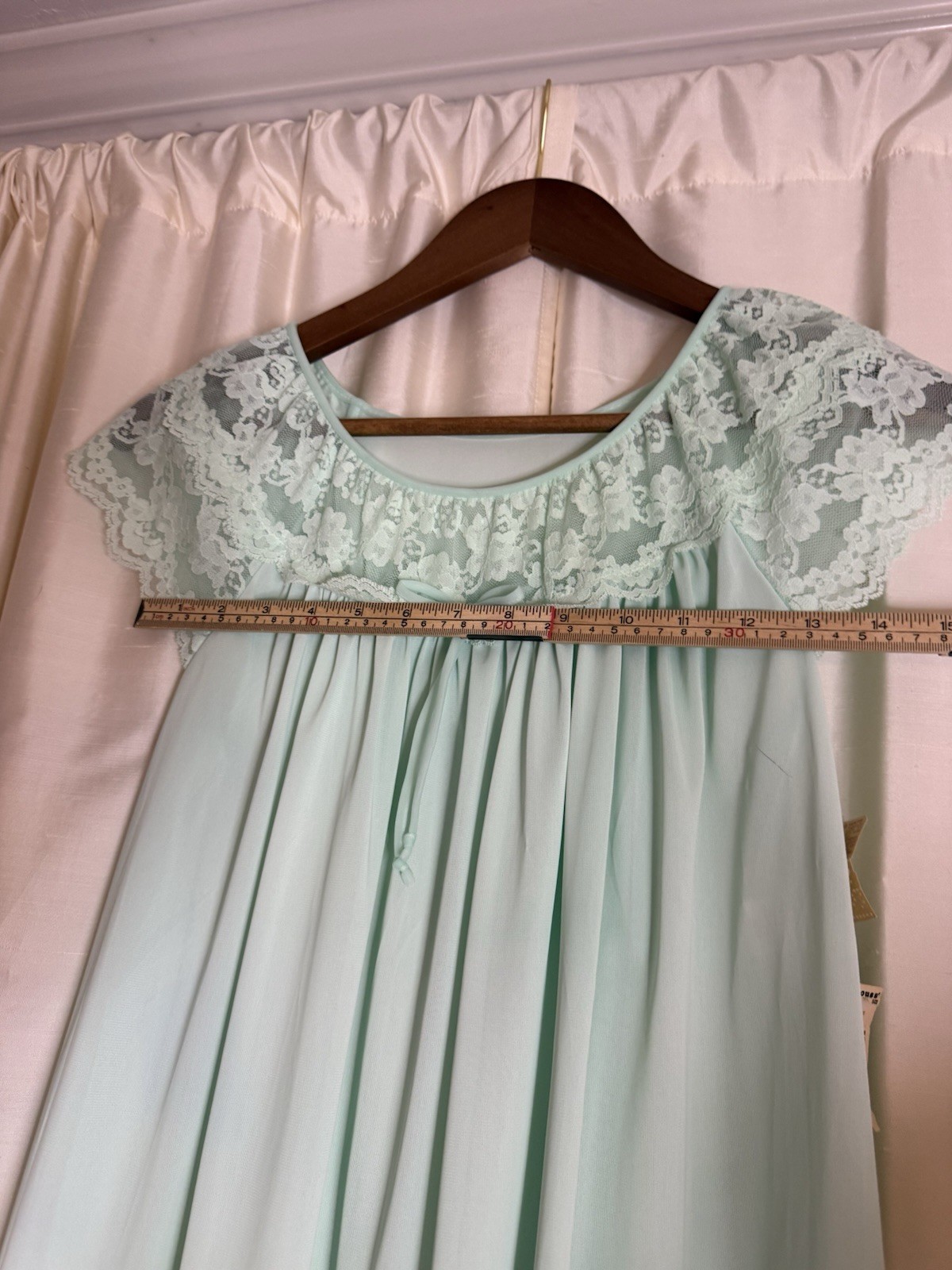 Vintage 70s Gilead Mint Green Lace Nightgown NOS Deadstock Original Tags.