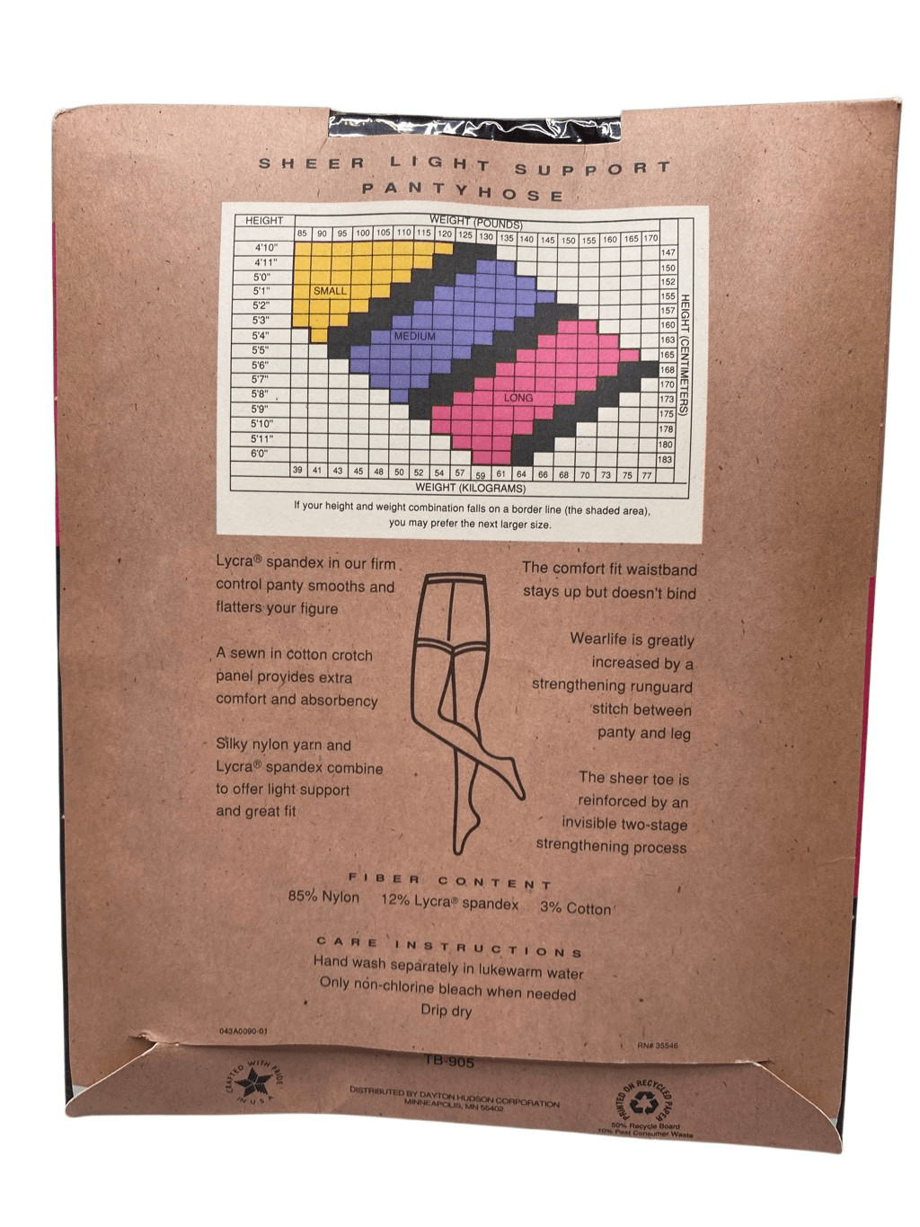 Trend Basics Sheer Light Support Black Pantyhose Long Size Reinforced Toe Formal