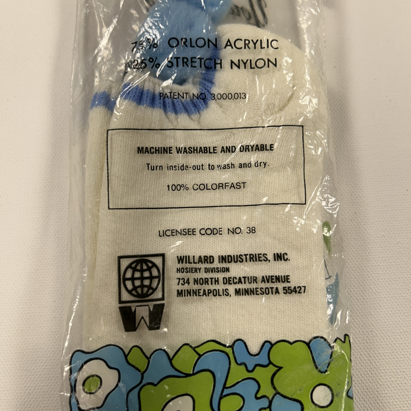 VTG Pom Socks White Baby Blue Your Caprice Action Sock OSFA Sport USA Made
