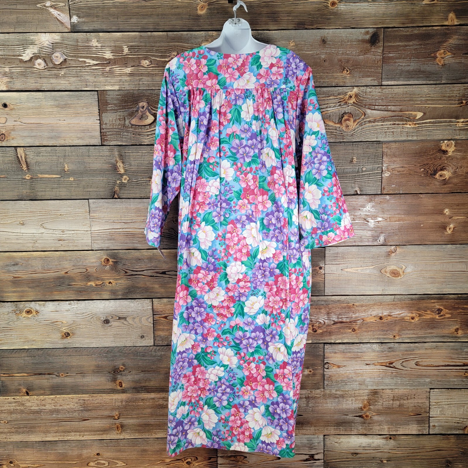 Vtg Elinor Carolina Maid Floral House Dress 70s 80s 90s Size Large Made In USA