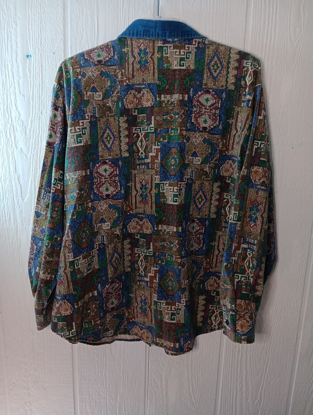Vtg ROPER Women 12 Aztec Southwestern Wear Long Sleeve Shirt Rodeo Denim Collar
