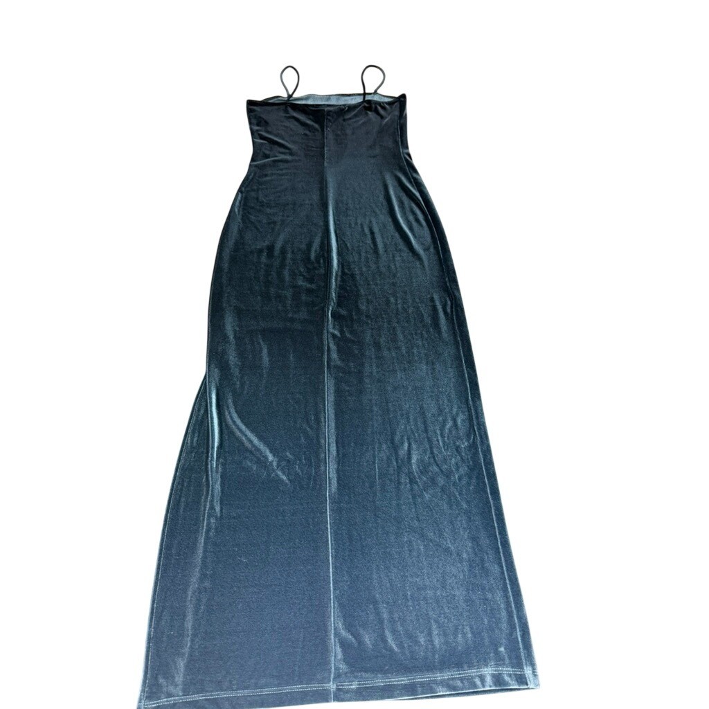 Vintage Blk Velvet Floral Glitter Maxi Dress 99721 S Goth Dark Fairy Y2K Whimsy