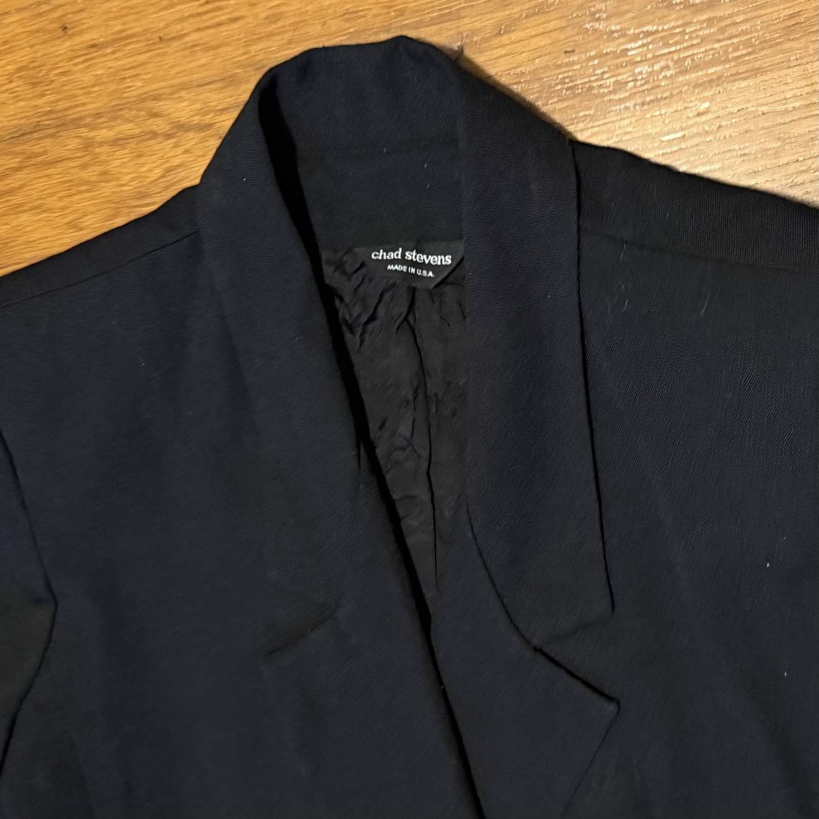 VTG Black Blazer Jacket Sz 12 P Petite 90s Shoulder Pads Chad Stevens