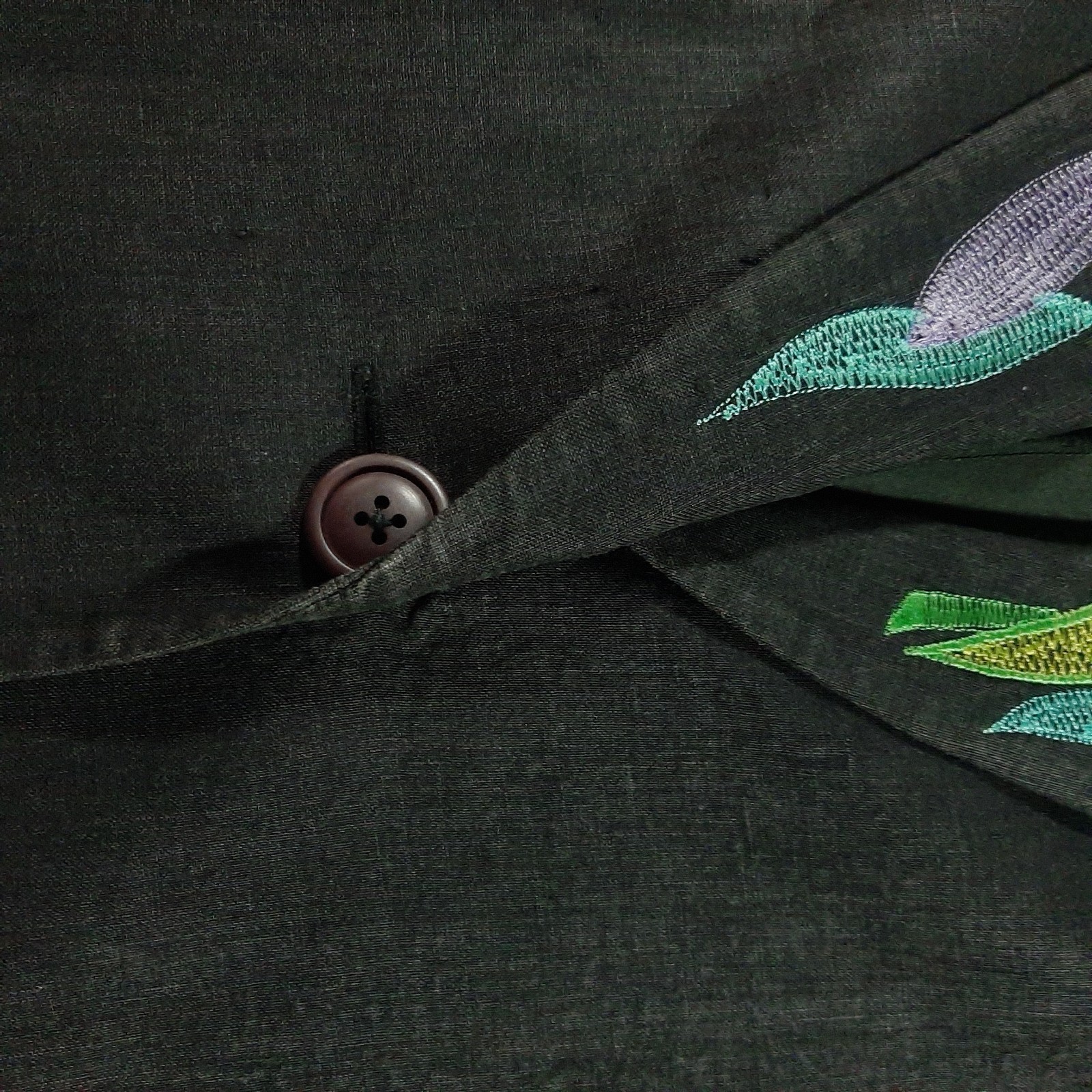 I.B. Diffusion 1990s VTG Black Linen Floral Embroidered Blazer Jacket Size S