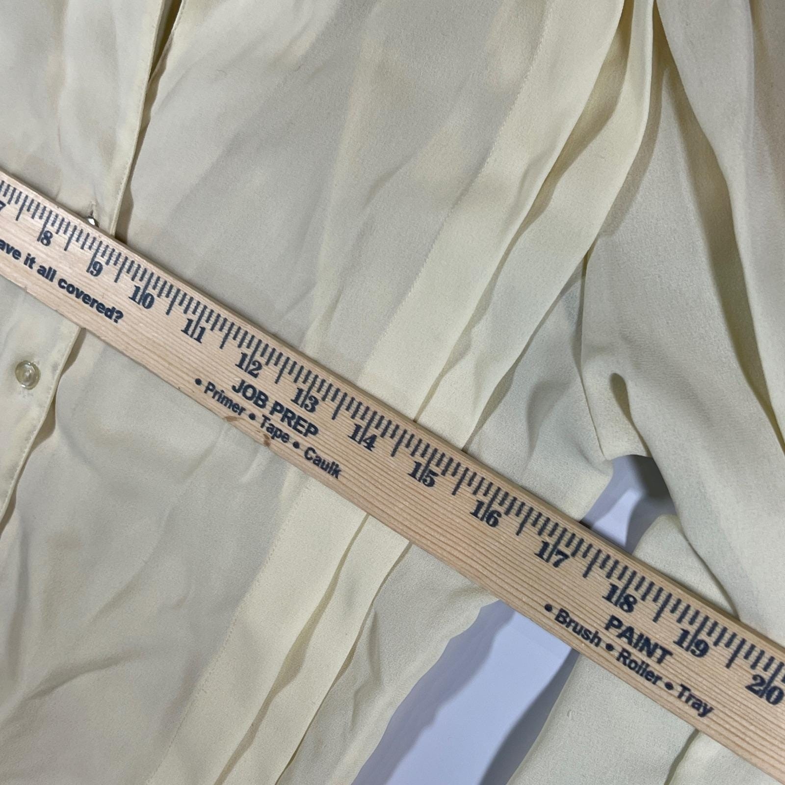 VTG Michel Blouse Womens S Cream Pleated Front Button Up Secretary Core 80s 90s