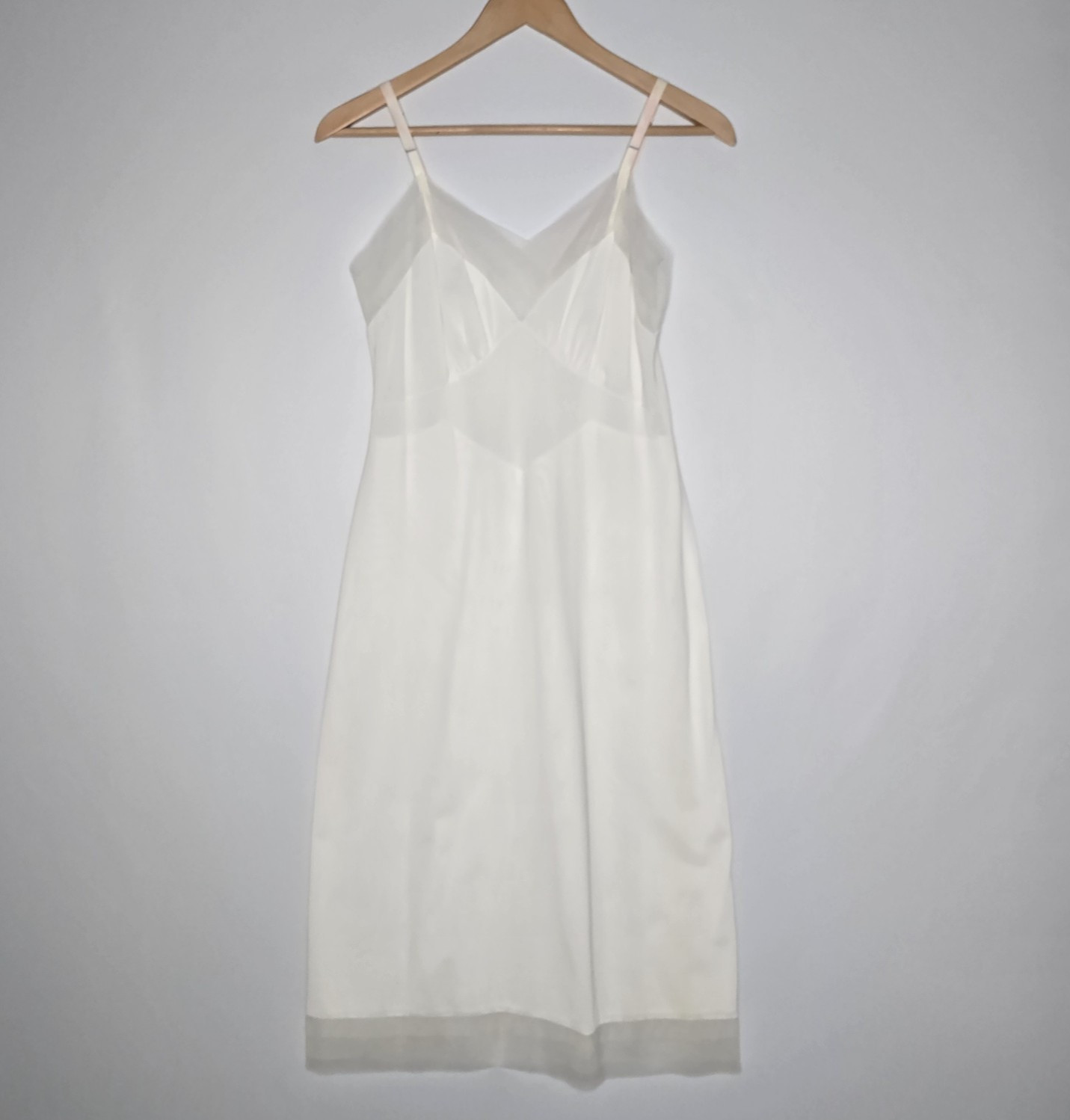 Vintage Off White Tiered Gauze Net Accent Slip Dress 1940’s-50’s