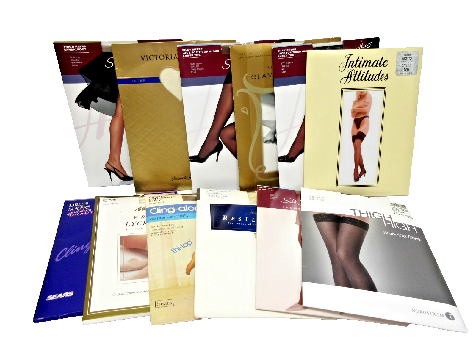 STOCKINGS Lot 13 Pairs Assorted Sizes Victorias Secret Hanes Sears Vtg-Modern
