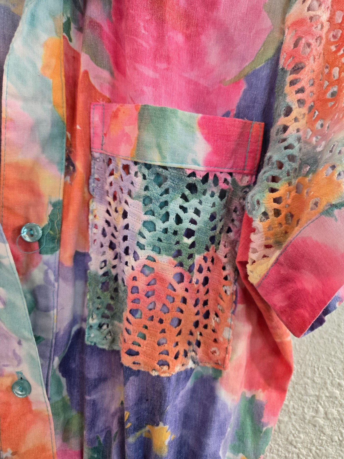 Sea Suns Womens Small Vintage 80s Short Sleeve Cinch Waist Rainbow Floral Romper