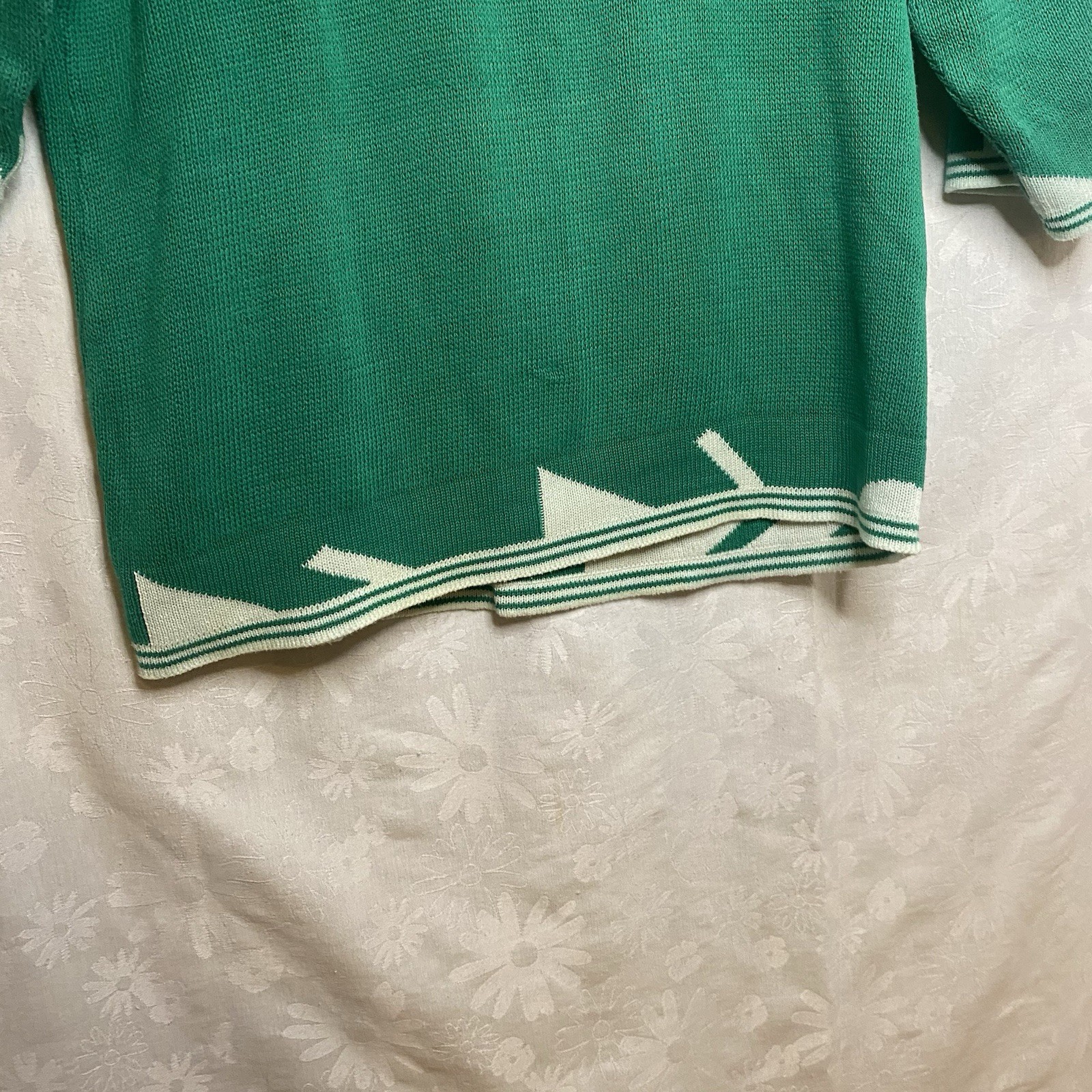 Vintage Aileen Cotton Knit Tunic Sweater Top Retro Midmod MCM Style Holiday Sz M