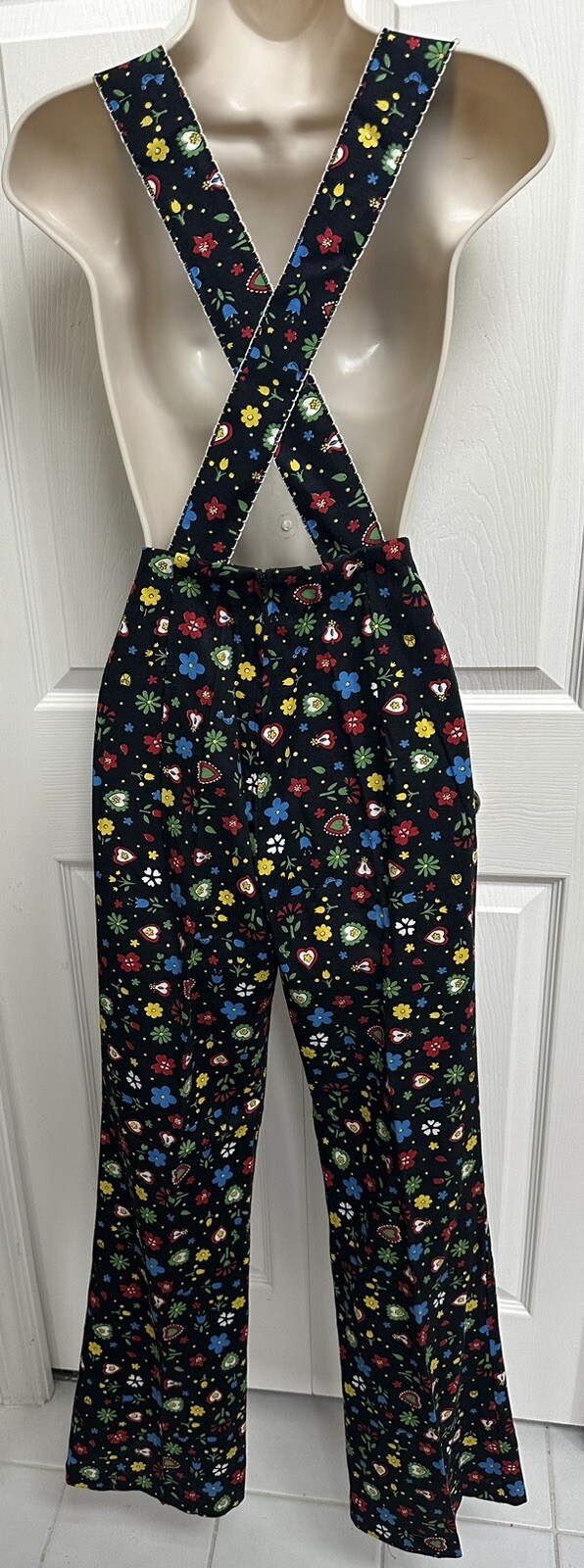 Rare 1970s Novelty Folk Art Print SZ 5 Jumpsuit Playsuit Overalls PRISTINE