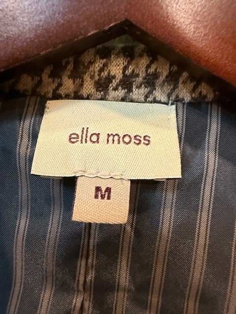 Vintage Ella Moss Mocha Brown Houndstooth Vest Shawl Collar 90’s Sz Medium