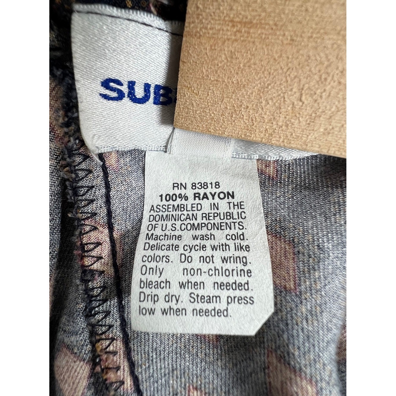 Suburbans Vintage Midi Skirt Womens 14 Navy Orange Diamond Rayon Pockets Boho