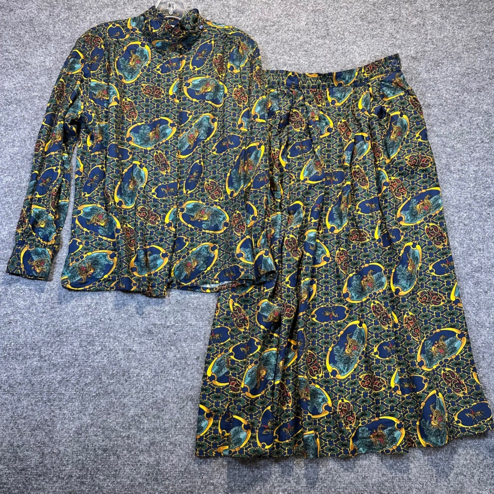 Sophisticates by Pendleton Skirt Set Women 6 Blue Equestrian Western Vintage