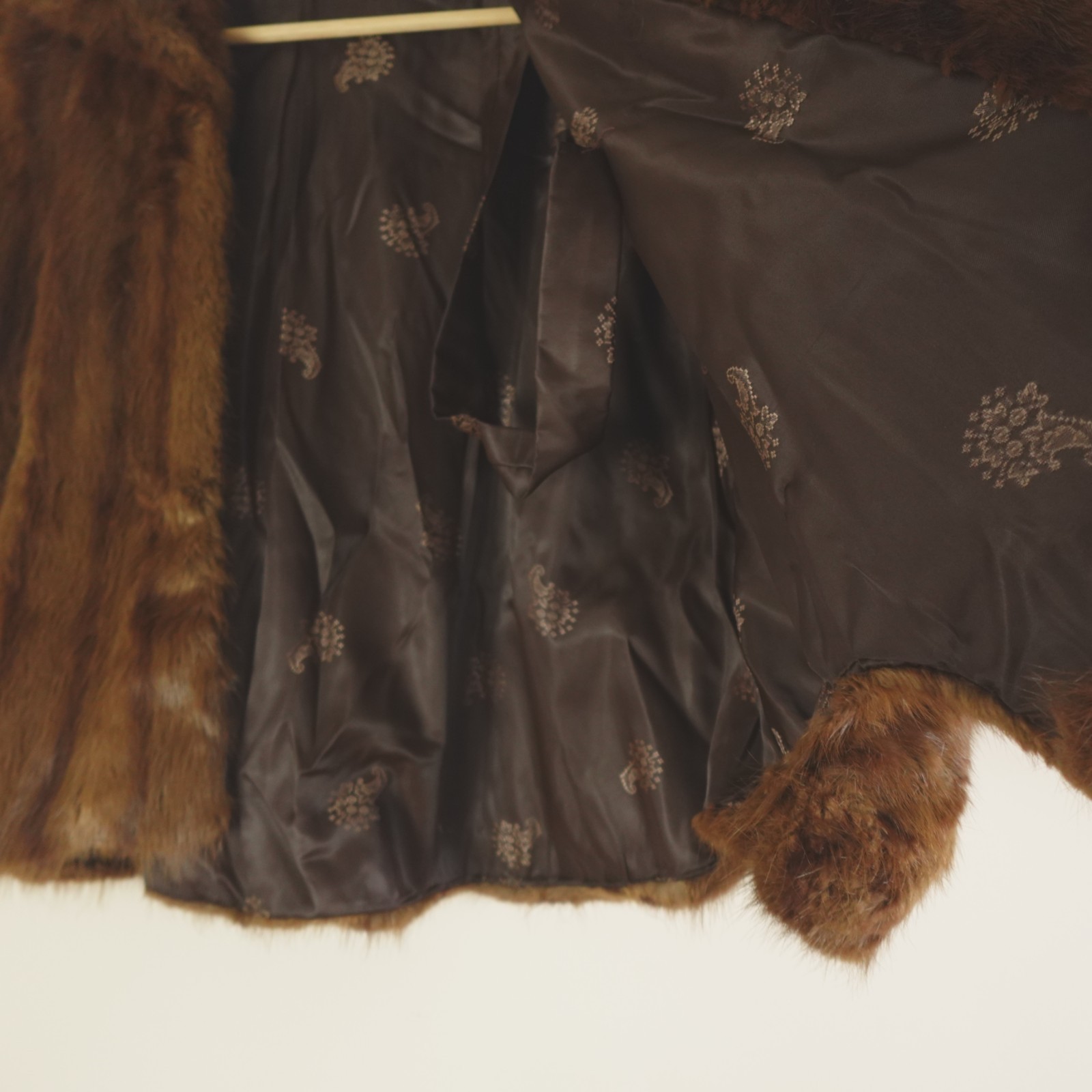 Vintage Mink Fur Jacket Capelet Short Swing Coat Brown Womens AS IS Repair Craft