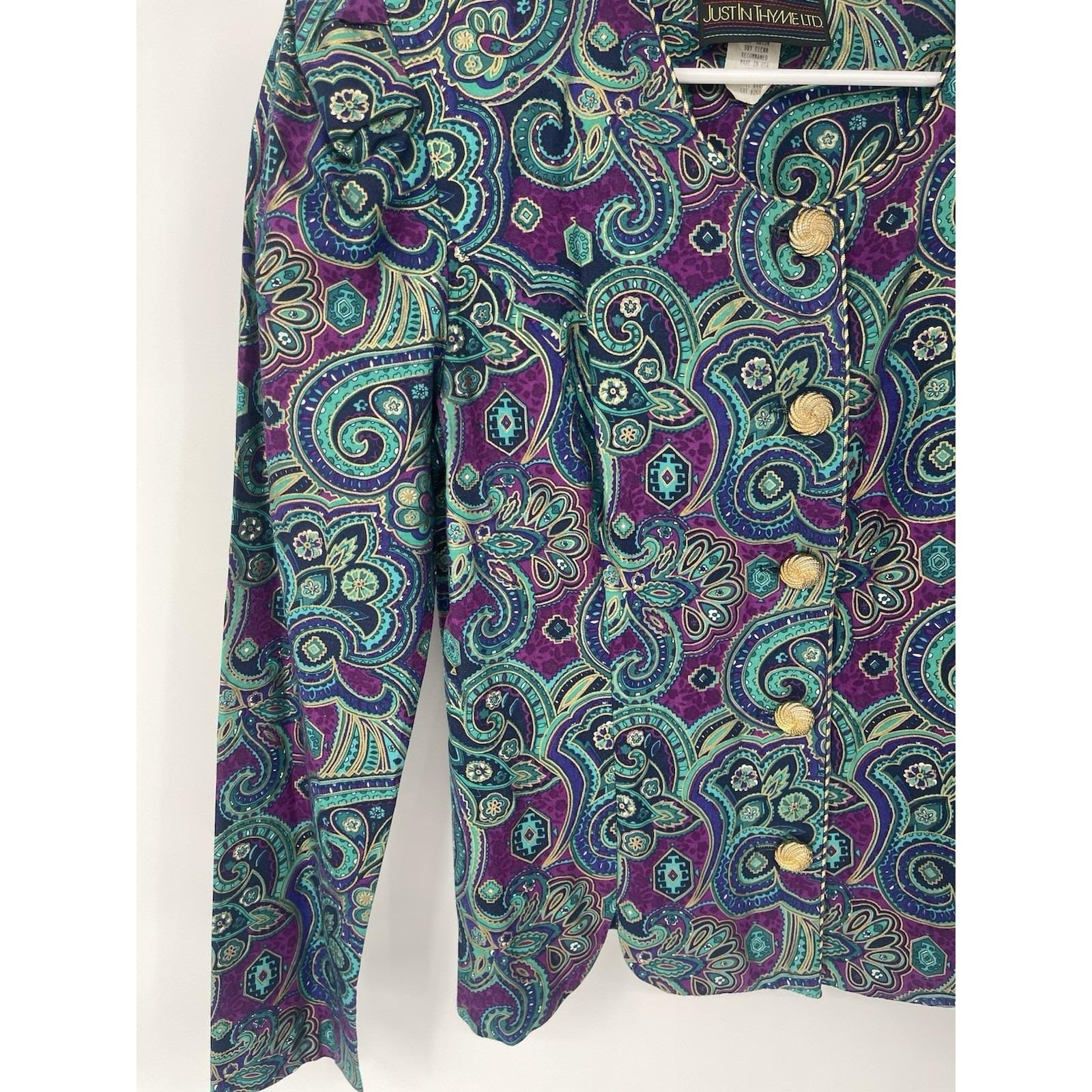 vtg just in thyme ltd womens size 6 floral jacket rayon blend Shoulder Pads