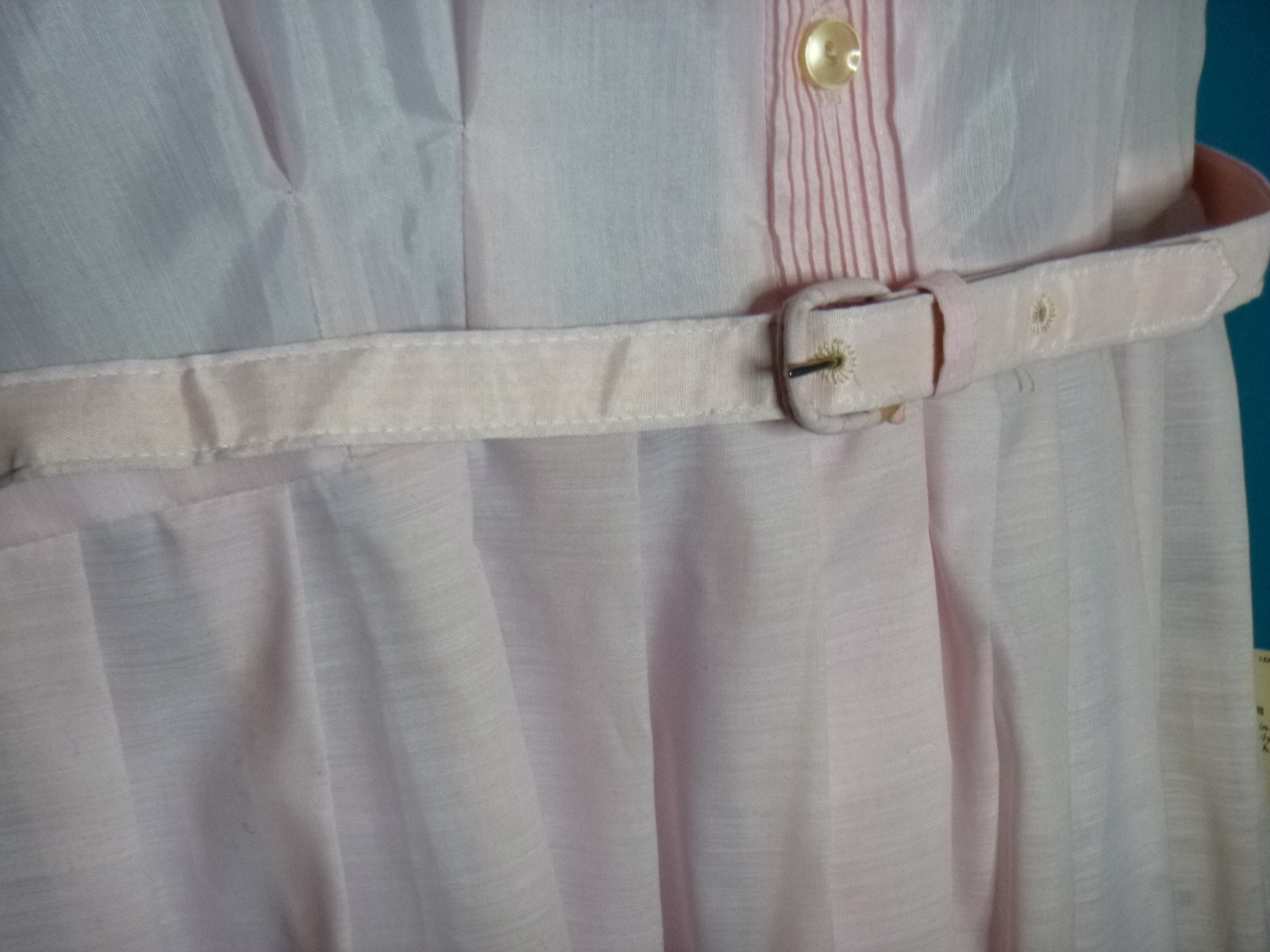 NOS Vtg 60s Pink Dress W/ Embroidered Flowers W/ Belt Sz XL/XXL Volup