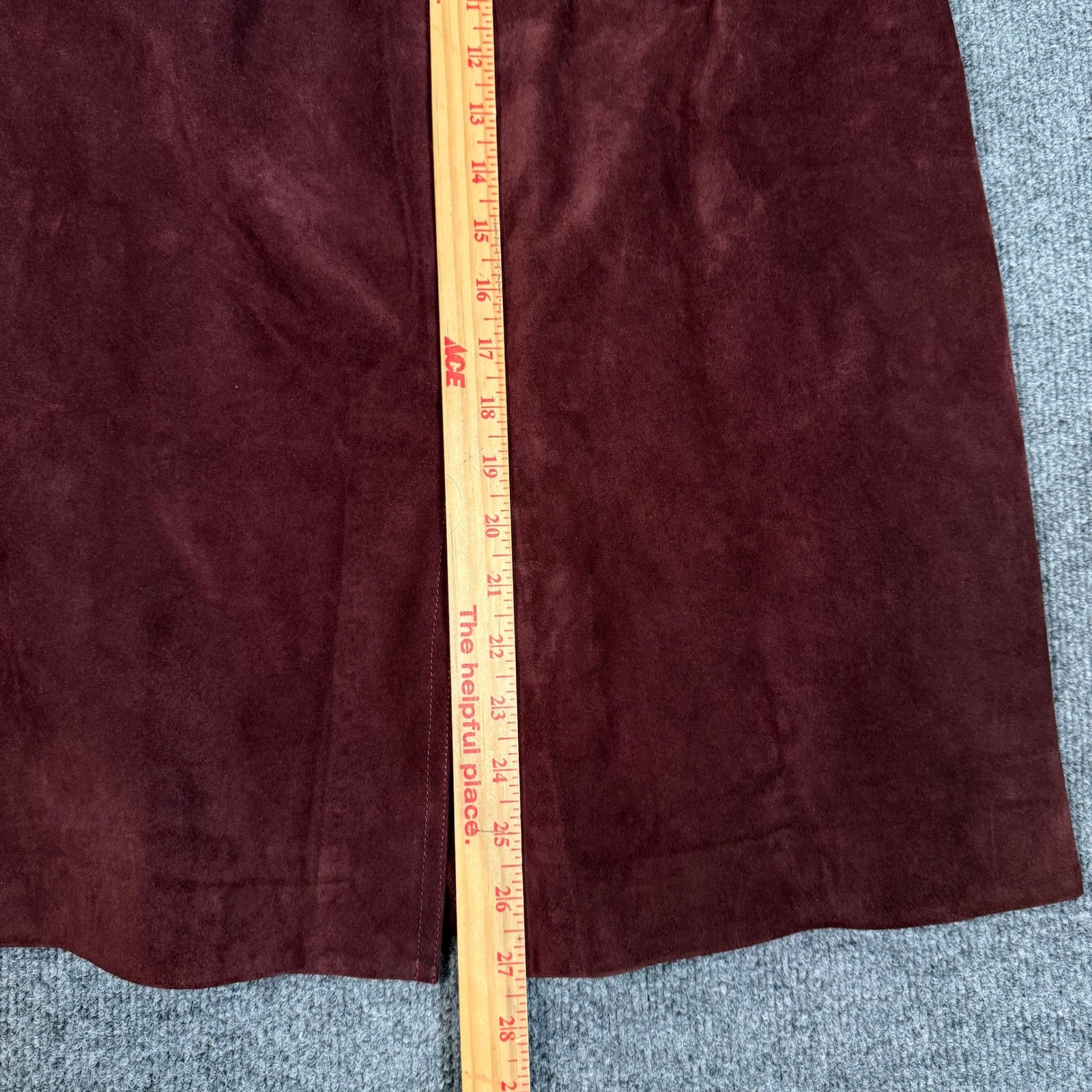 Vintage Christian Dior Oxblood Suede Jacket Skirt Set Belted Burgundy Size 6/8