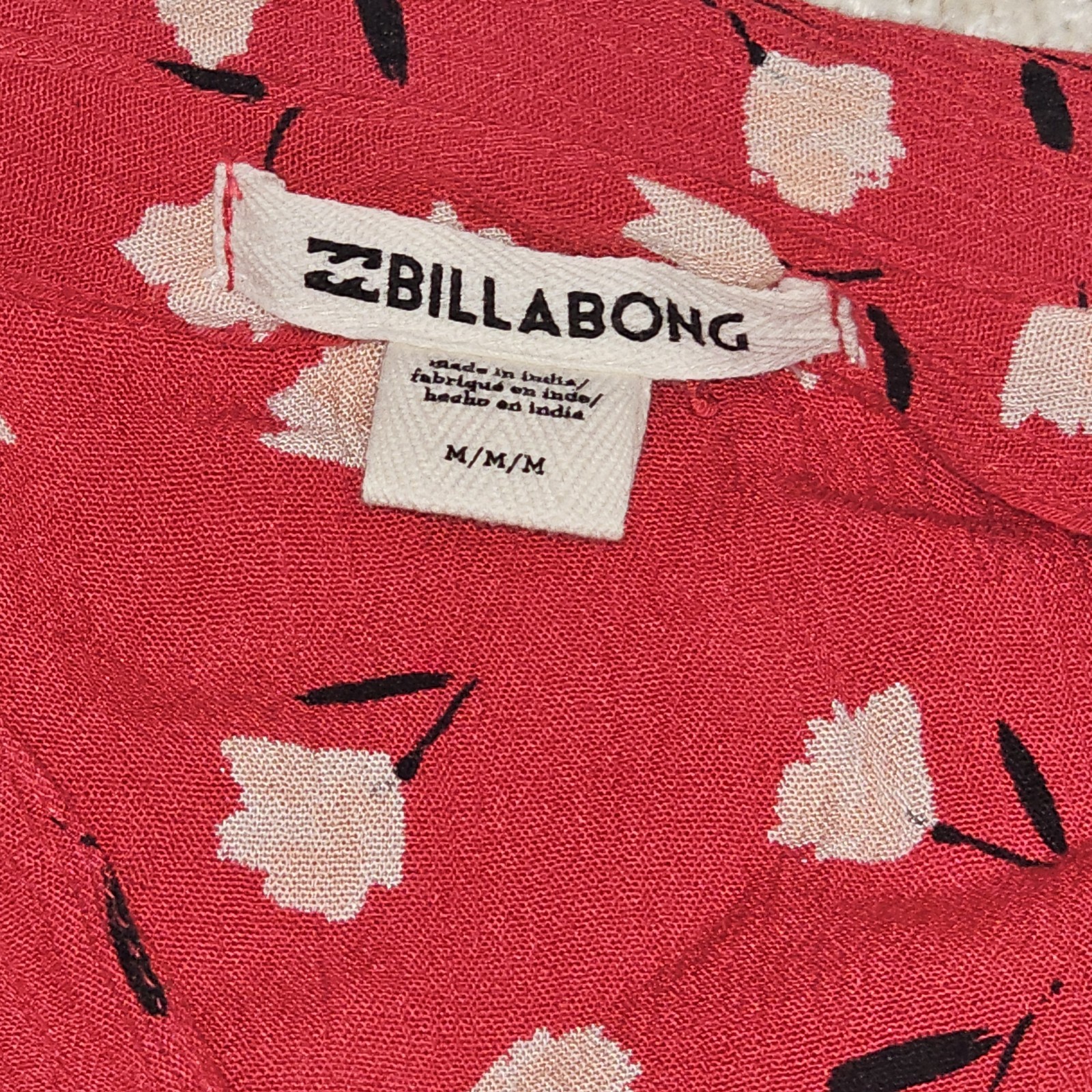 VTG Billabong Medium Full Front Button & Tie Maxi Length Red Floral Dress