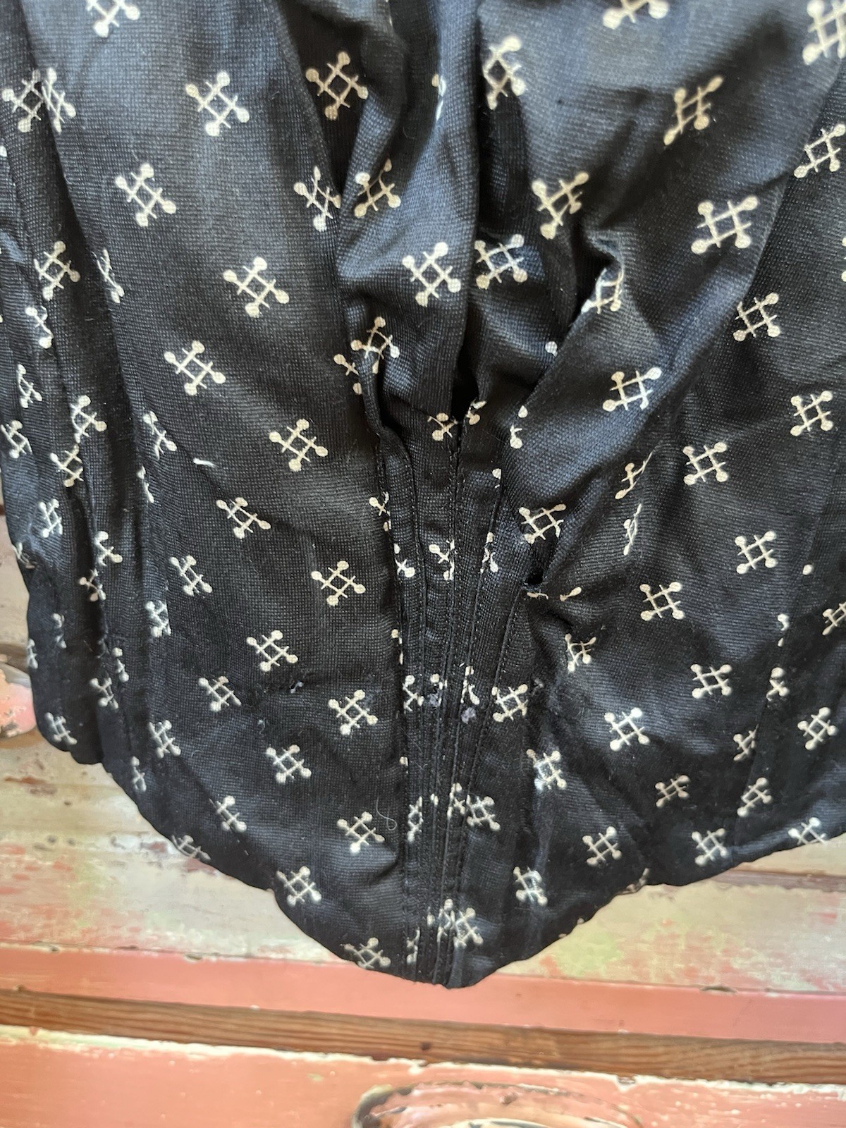 1800s Antique Victorian Edwardian Black Silk Bodice Corset Blouse Top XXS