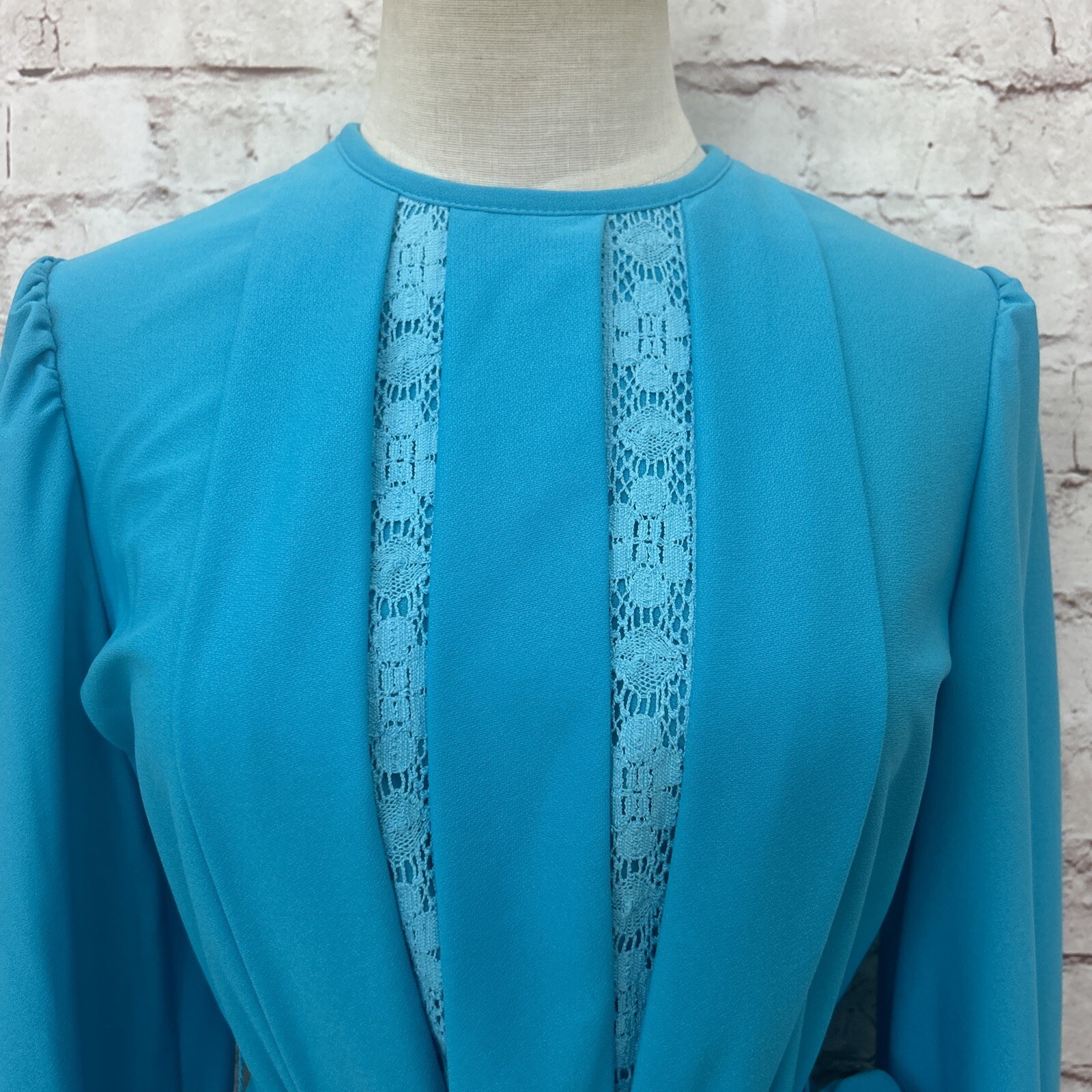 Cathy Sue Dress 10 Vintage 70’s Secretary Tie Waist MIDI Geek Nerd Librarian
