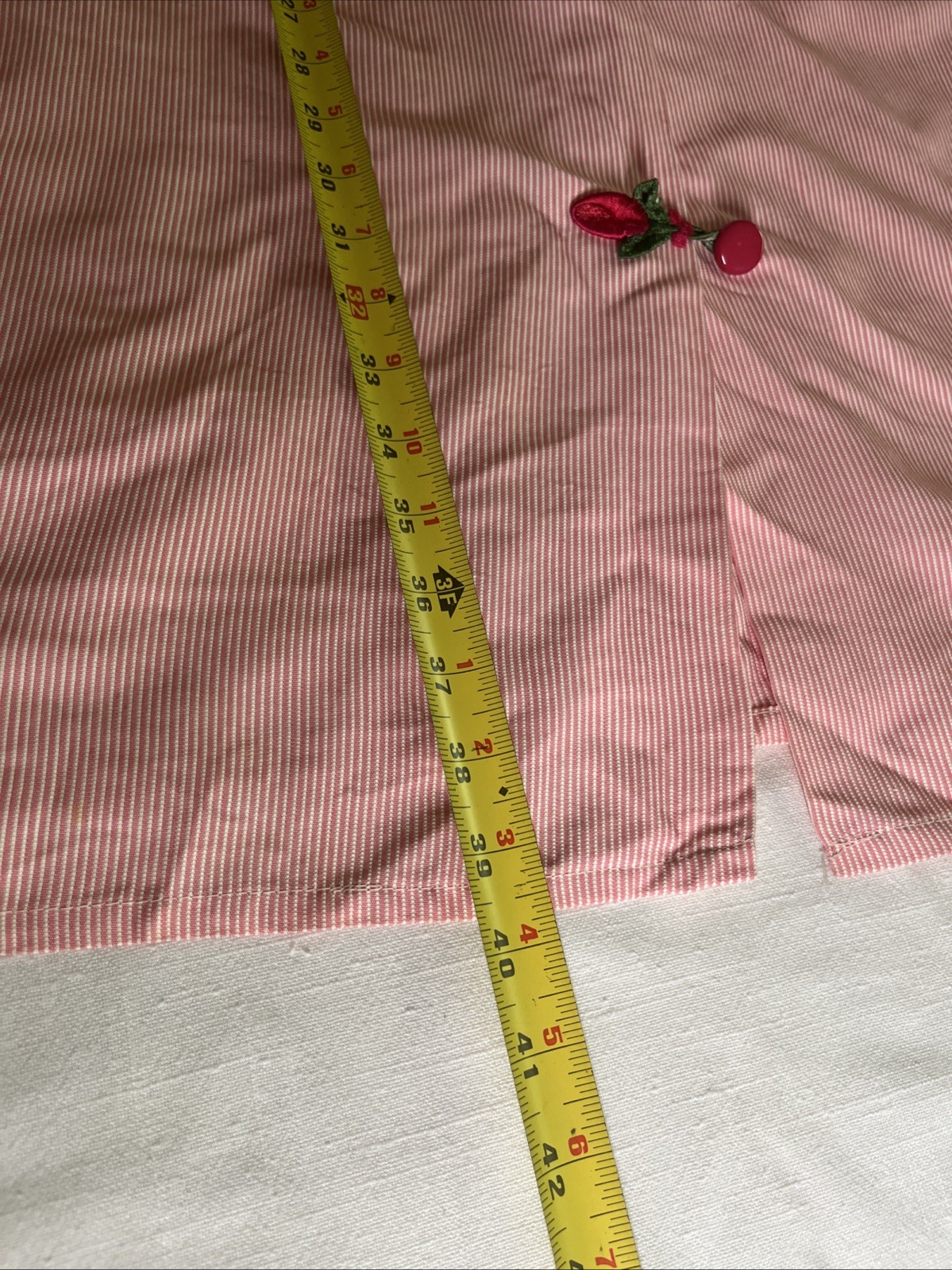 Vintage Paulette New York Pink Striped Nightgown Button Up House Dress Embroider