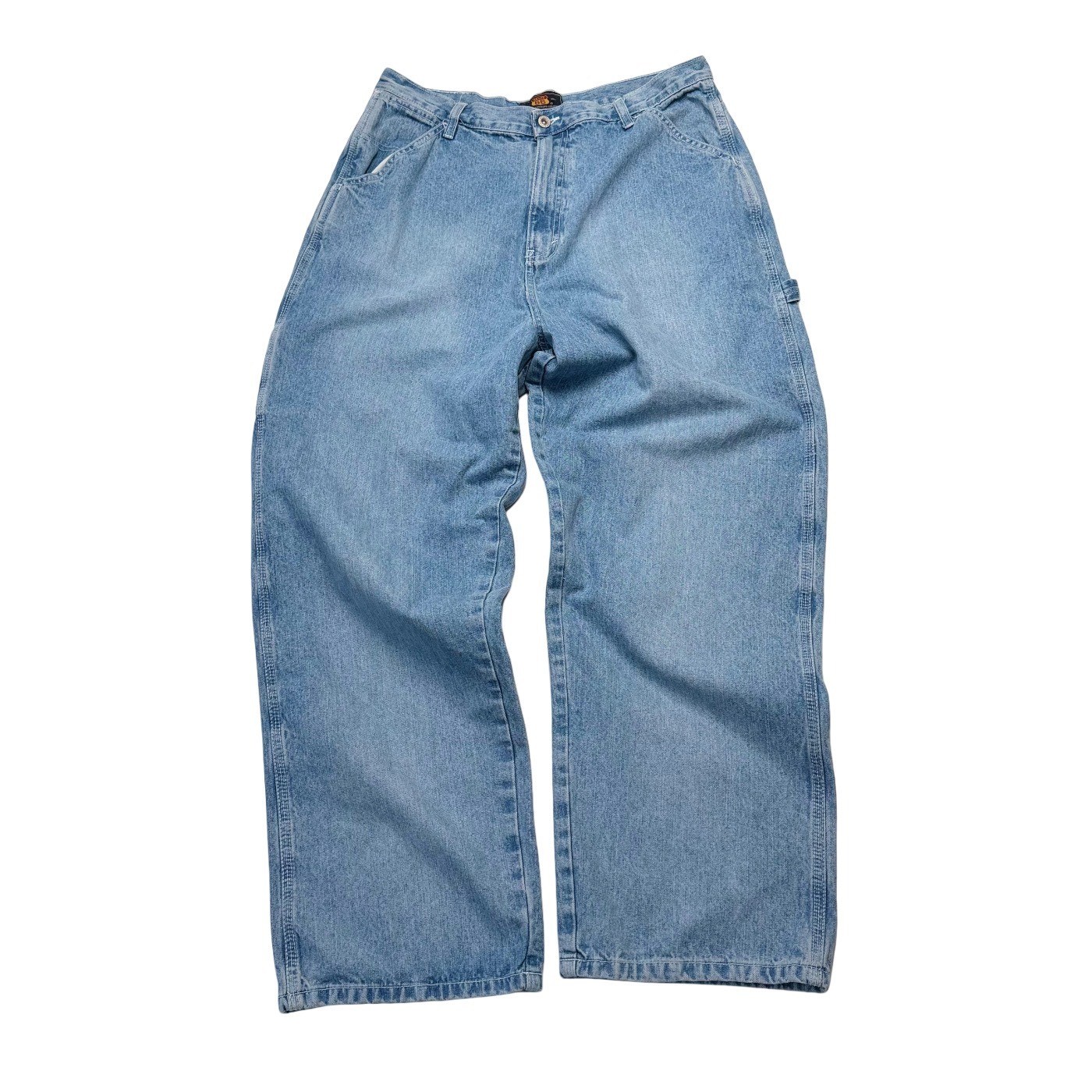 VTG Y2K Route 66 Baggy Carpenter Jeans Wide Leg Light Wash Denim Skater 34×43