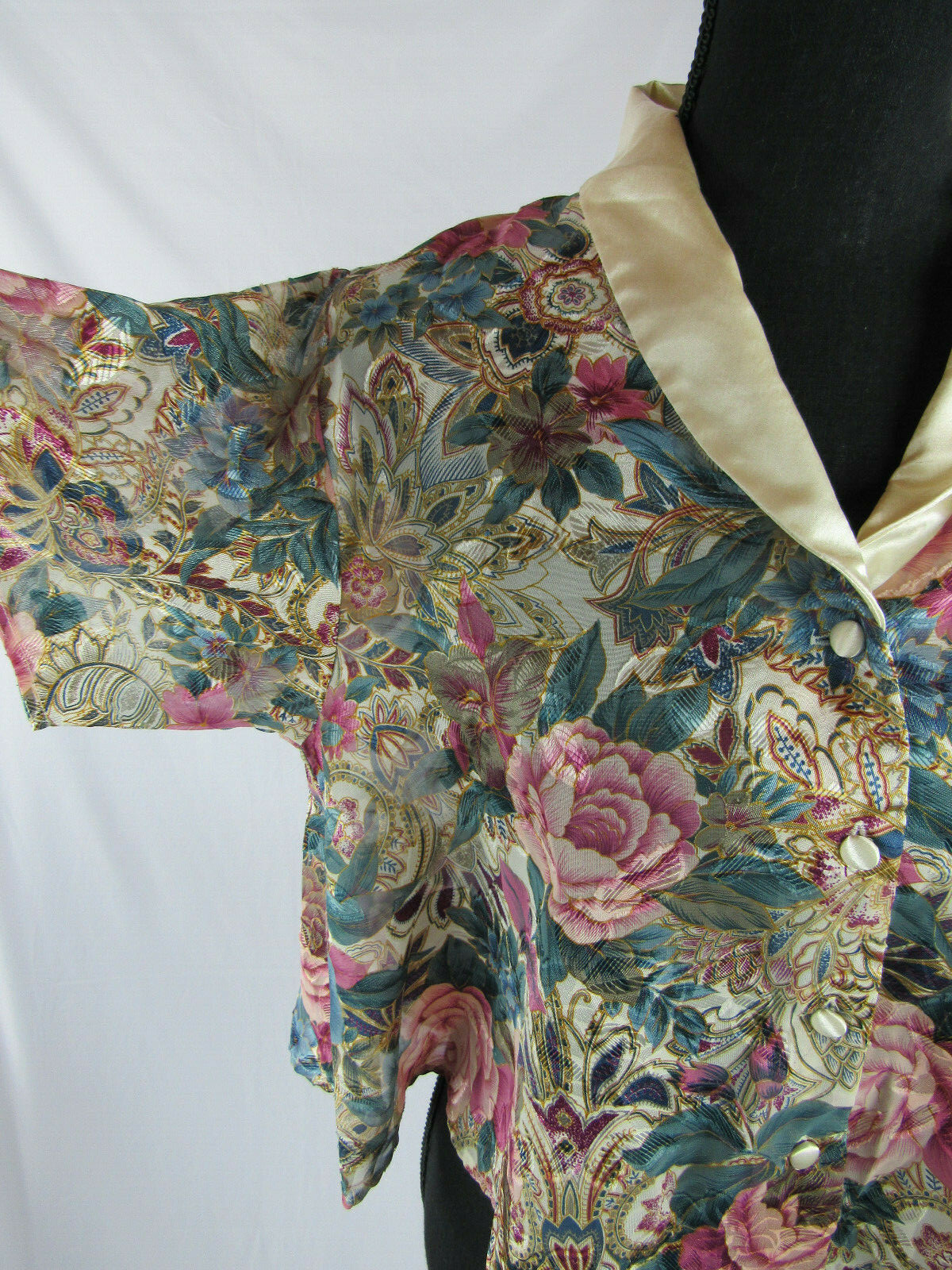 Victorias Secret Lingerie Sz S Gold Label Floral See Through Thru Blouse Vintage