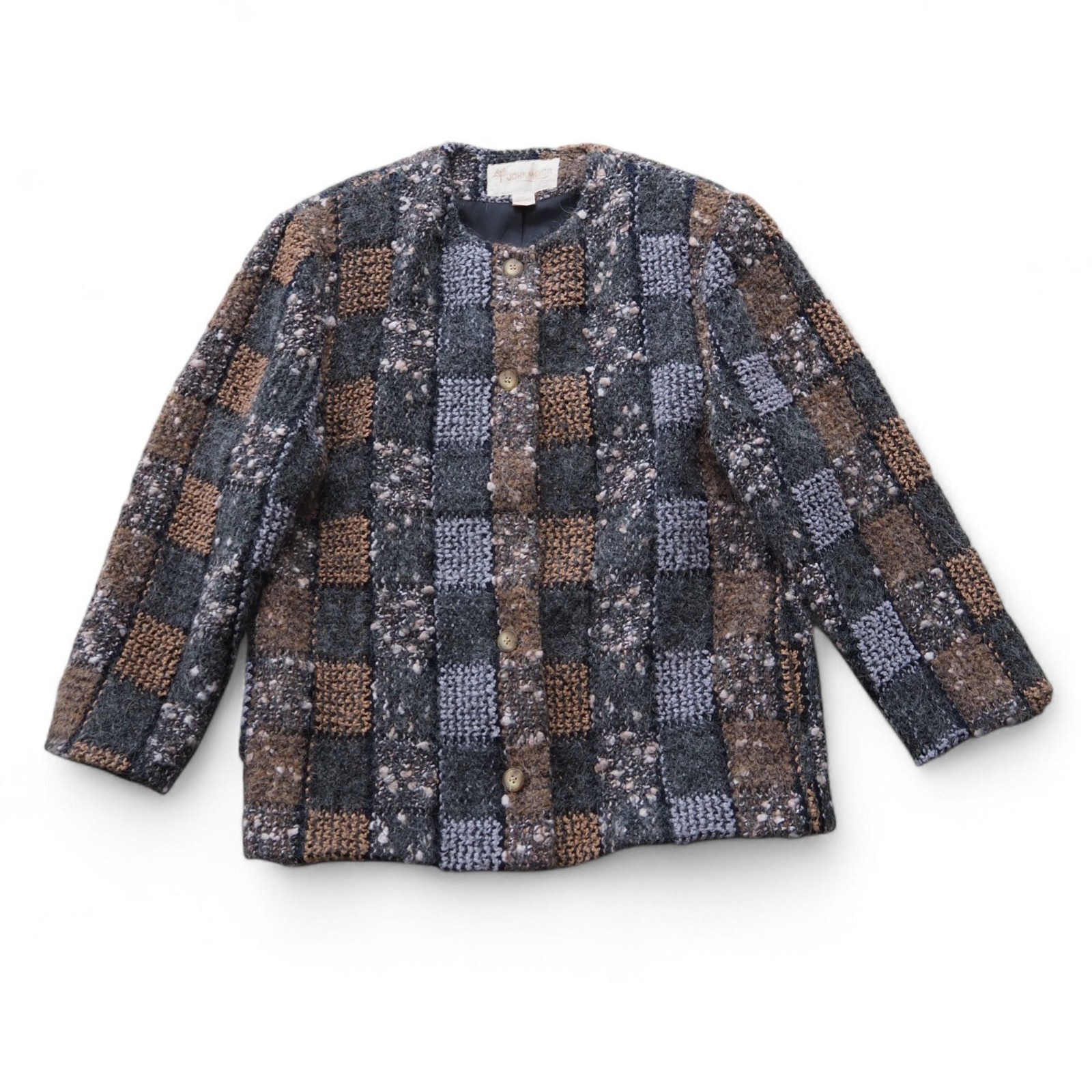 John Meyer Vintage Knit Patchwork Acrylic Mohair Cardigan Sweater Women’s 12