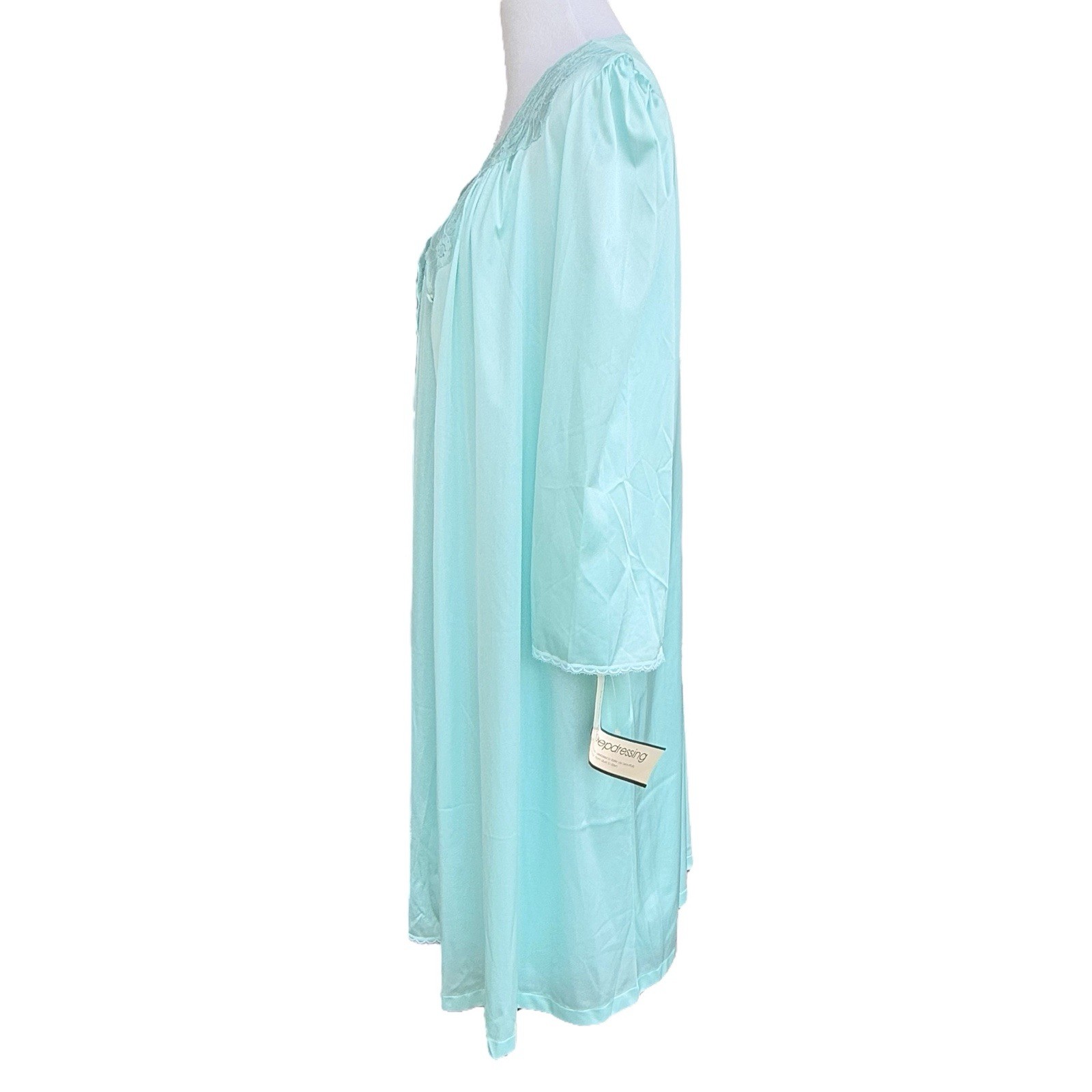 VTG Vassarette 2 Pc Sky Blue Lace Nightgown & Robe Peignoir Set Size Medium NEW