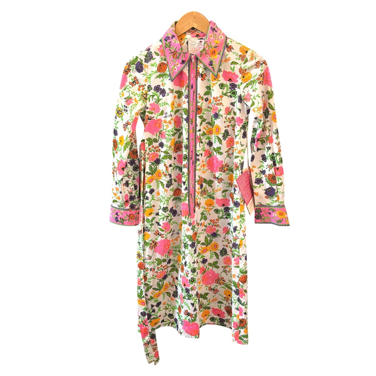 Vintage Serbin Deadstock NWT Floral Midi Dress Mod Psychedelic Retro 60s Rare