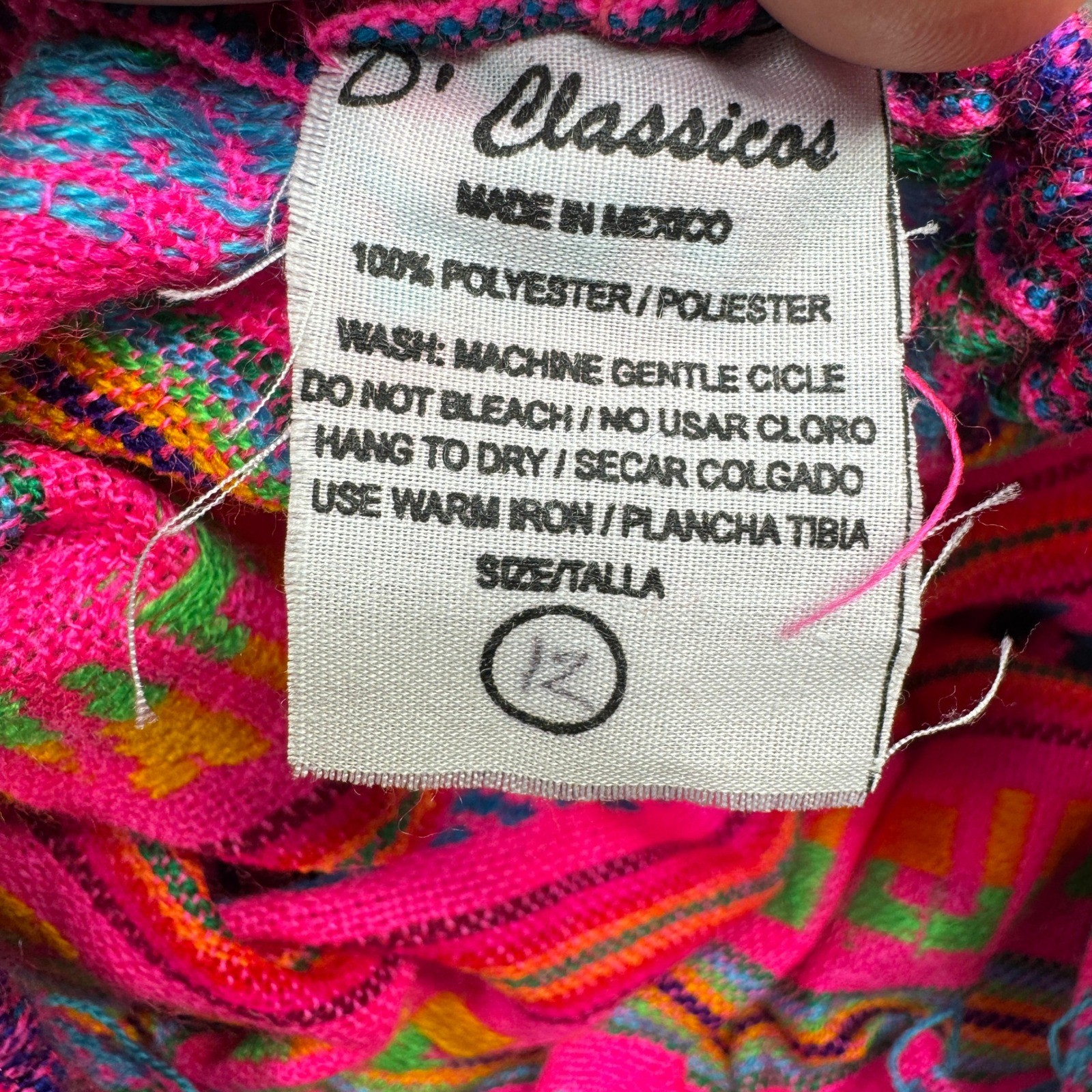 Vintage D’Classicos Striped Skirt Women 12 Mexican Folk Boho Pink Elastic Waist