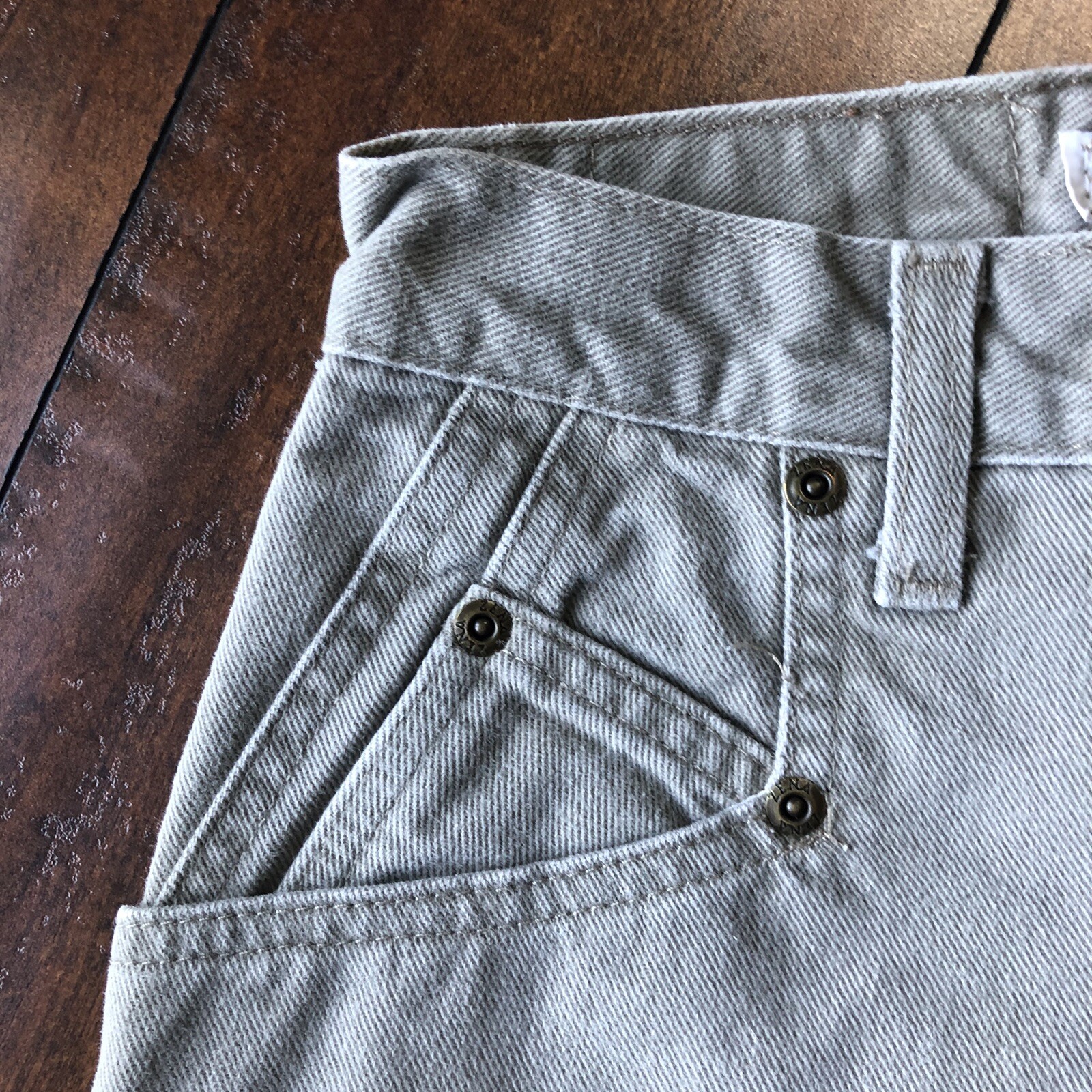 Vintage Zena Mom Jeans Size 8T Faded Green High Rise Tapered Pockets 27×32