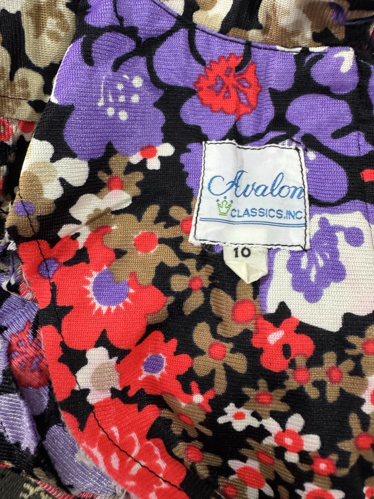 1970’s Flower Print Long Sleeve Button Dress by Avalon Classics Inc.