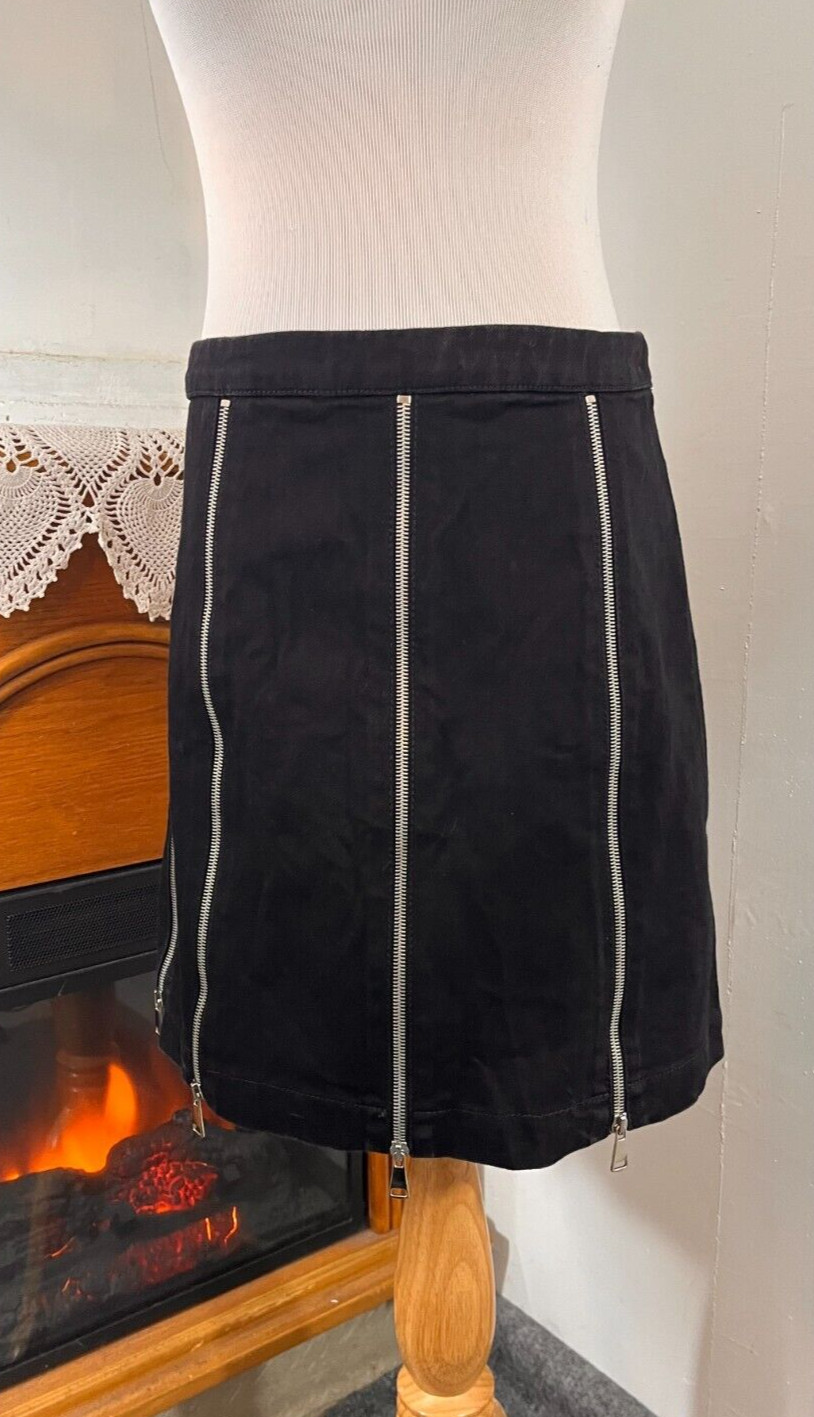 Vintage Alexander McQueen Black Denim Zipper Skirt ~ Size Small