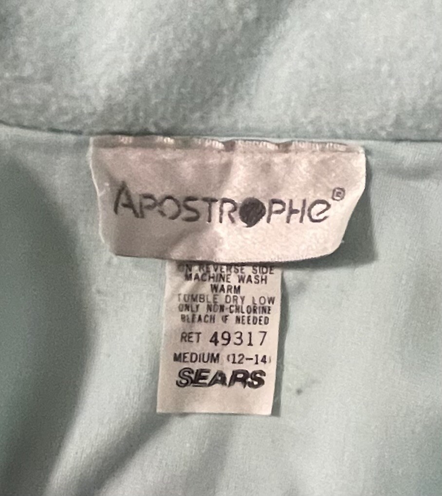 SEARS Blue Super Soft Lace Embroidery Zip Long Nightgown Robe Womens M (12-14)