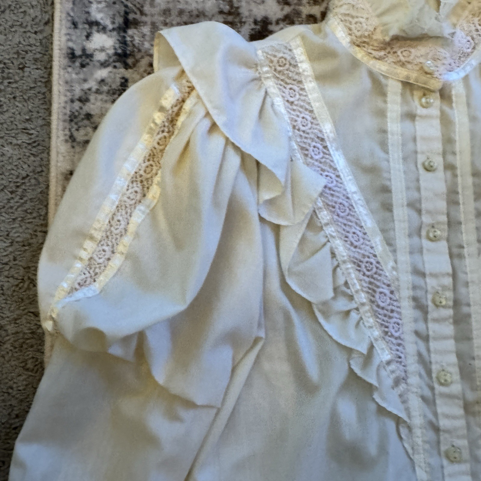 Vintage Jessica’s Gunnies Prairie Victorian Lace Ruffle Cottagecore Blouse 9