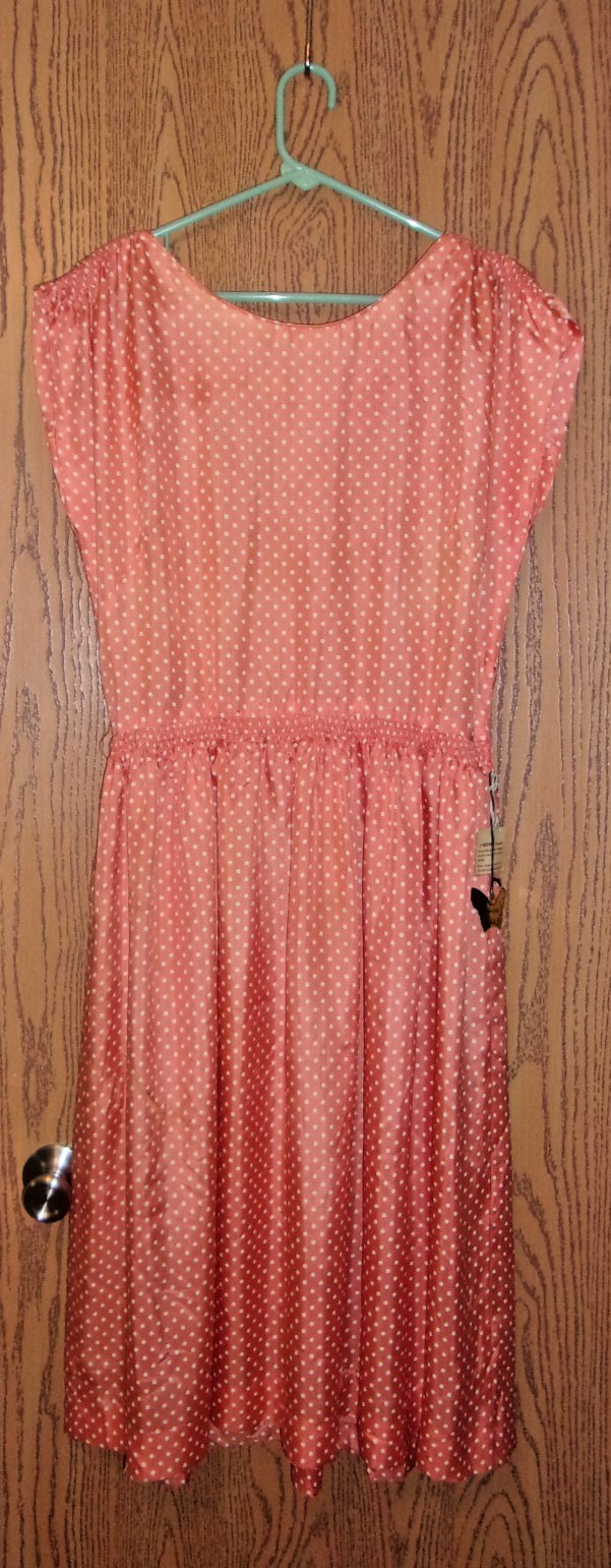 Vtg 50’s 60’s Silk Dress w/tags Orange White Polka Dots Womens Westover Original