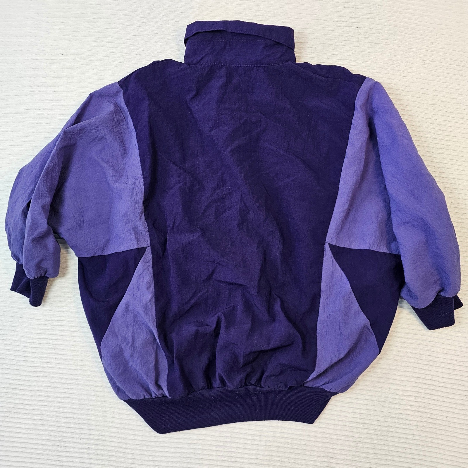 Vintage Two Tone Purple Colorblock Pullover Windbreaker Polo Top Long Sleeve