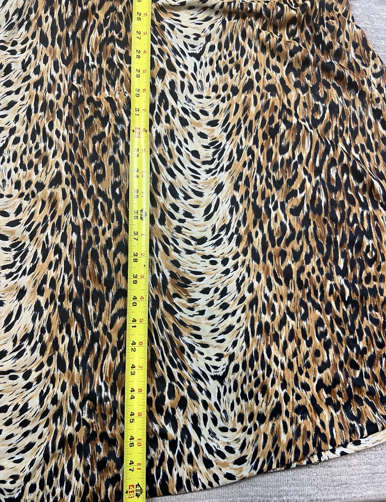 Vintage Elaine Sklar Dress Womens Med Brown Animal Print Long Sleeve Maxi Nylon