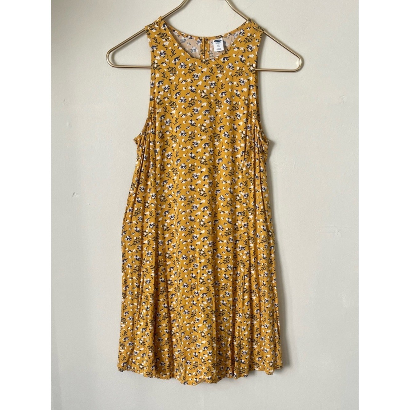 Old Navy Mustard Yellow Floral cottage picnic Sleeveless sundress XS