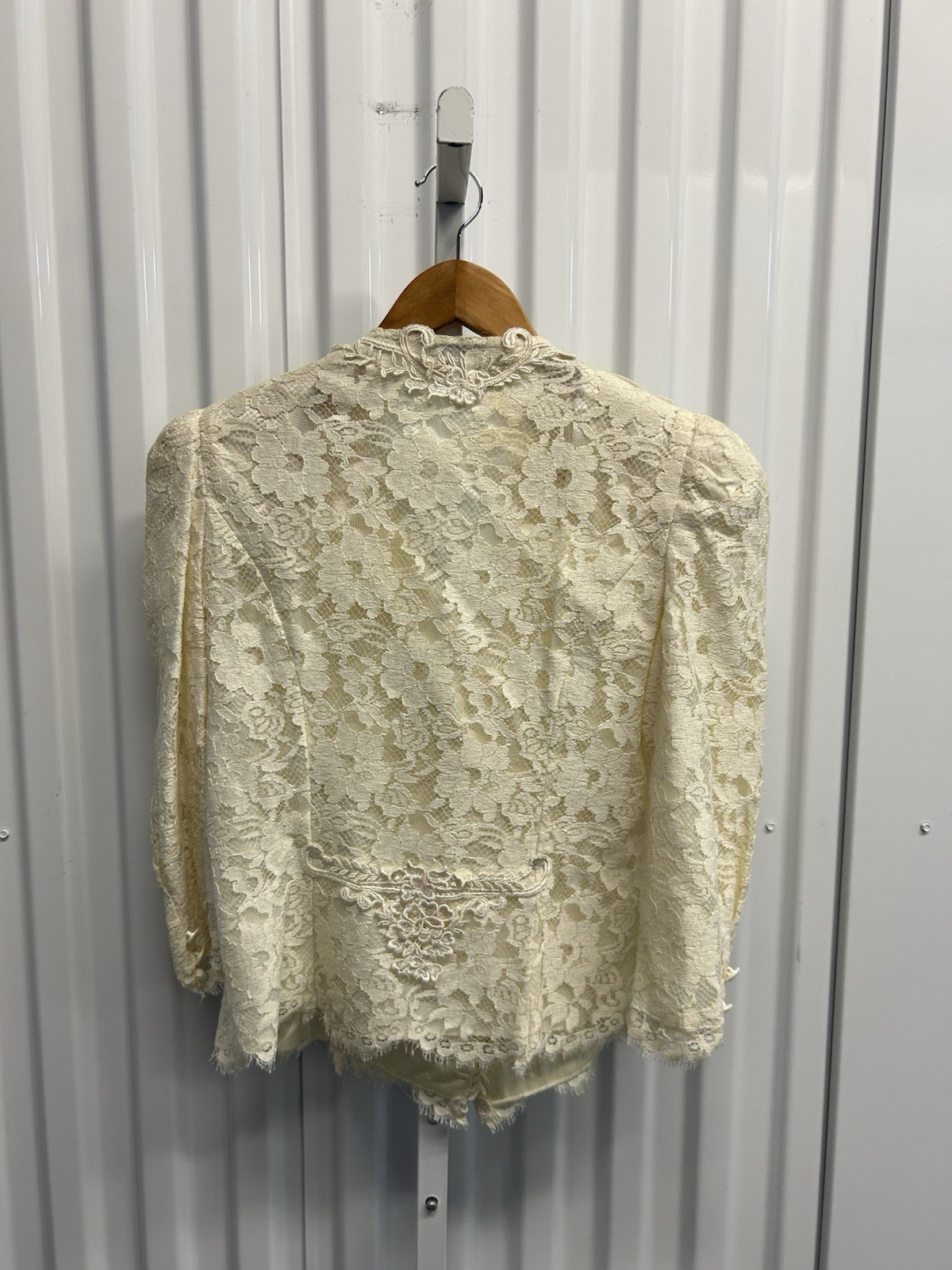 Vintage 80s Cachet by Bari Protas Ivory Fitted Lace Jacket Women’s Sz 12/M