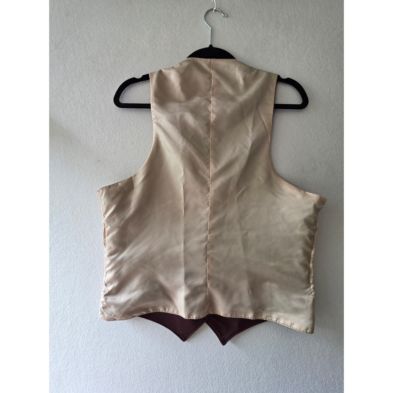 Vintage Sears Perma-Prest Reversible Vest Brown Tan Gold Button Waistcoat 40R