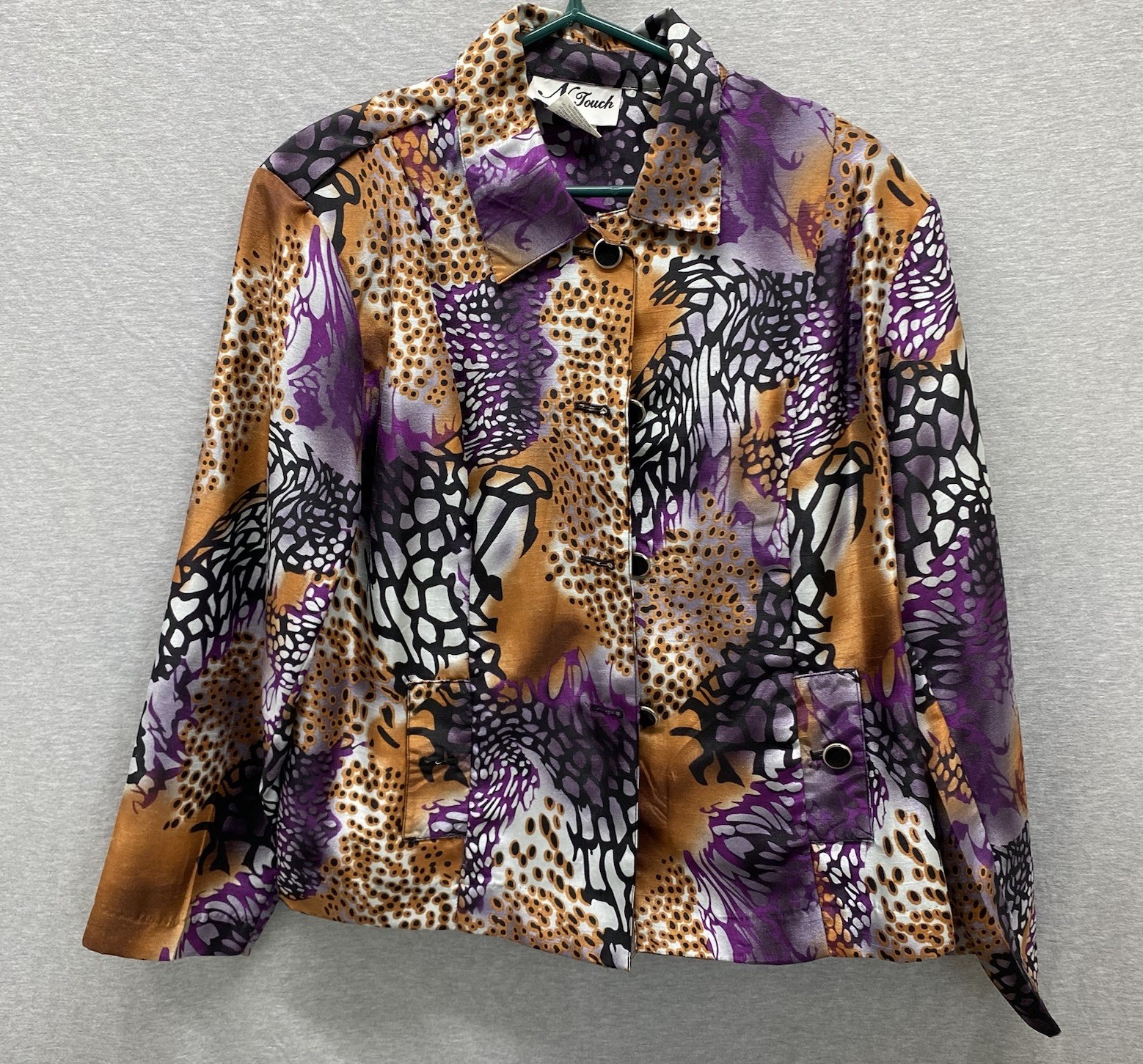 Vintage 1980’s N Touch Jacket Size 16 Multicolor Long Sleeve Button Art Print