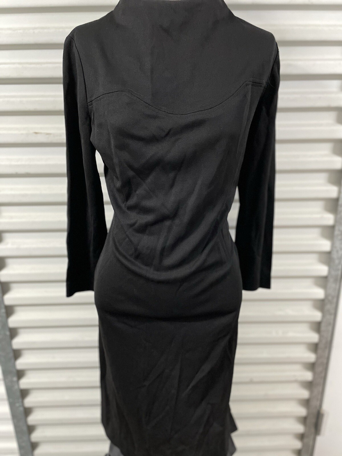 Vintage 1960s George Small 3/4 Sleeve Black Cotton Blend Womens Dress NY